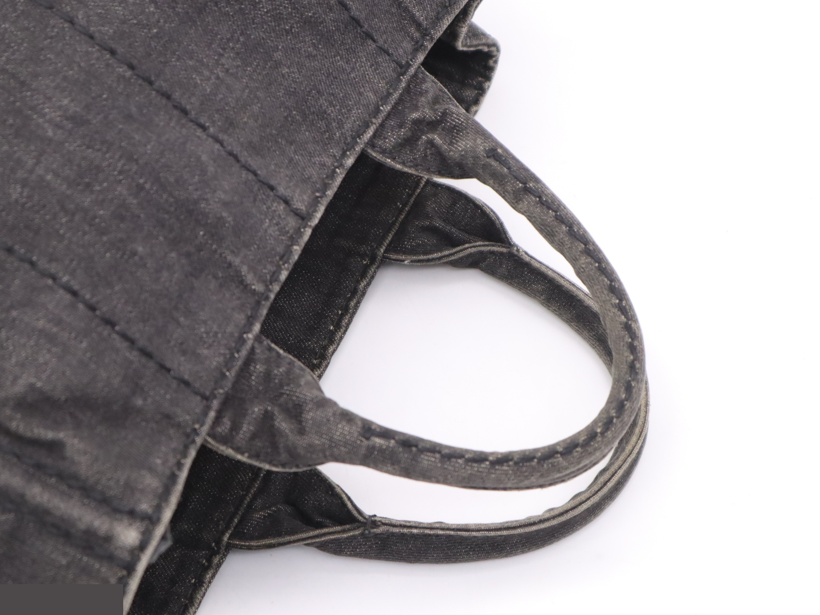 Denim Canapa Tote Mini, Black, Gold Hardware — view 6