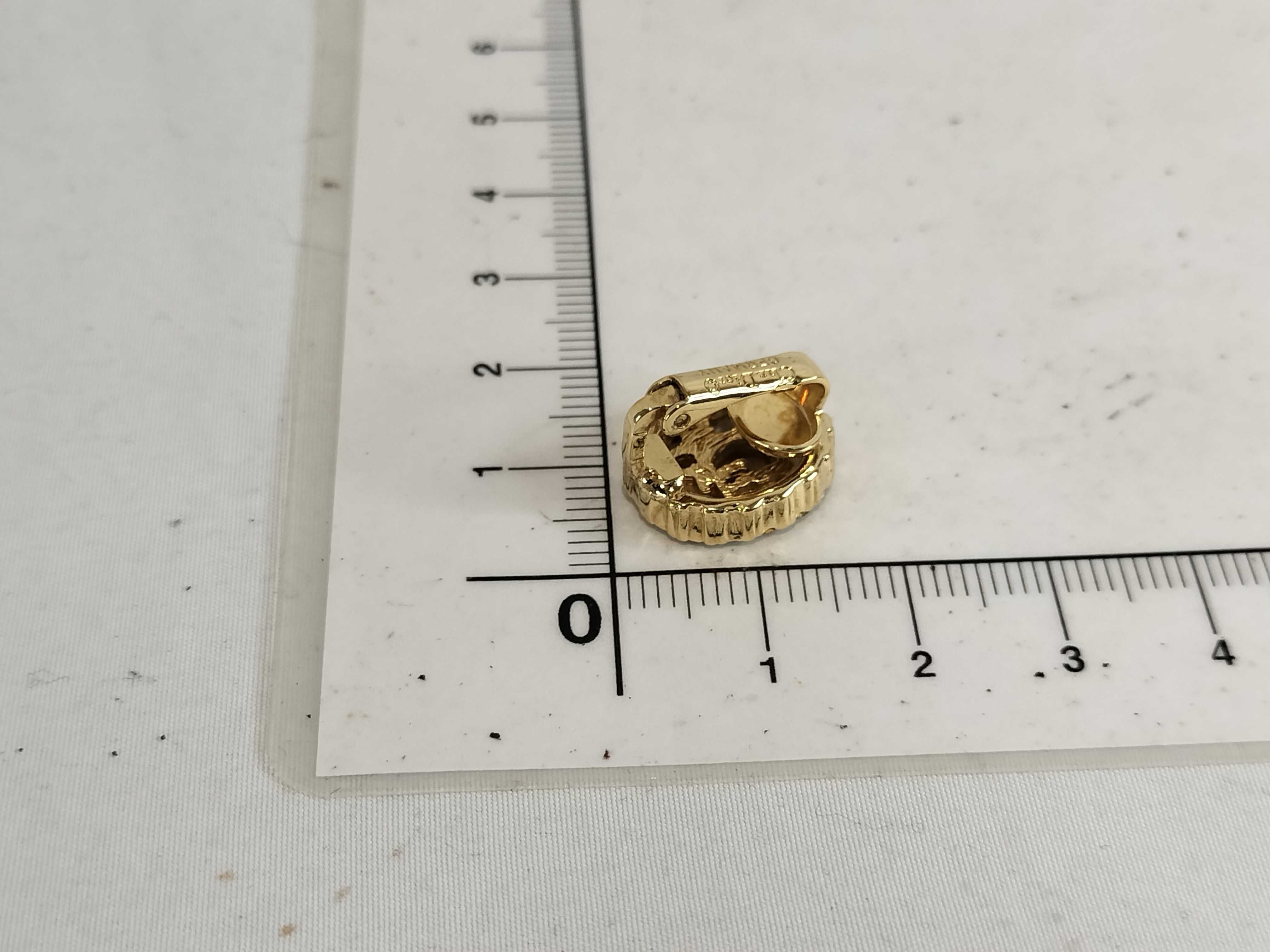 Earrings, Logo Trotter, Oval Shape, Rhinestone, GP Gold Color, with Box. — view 2