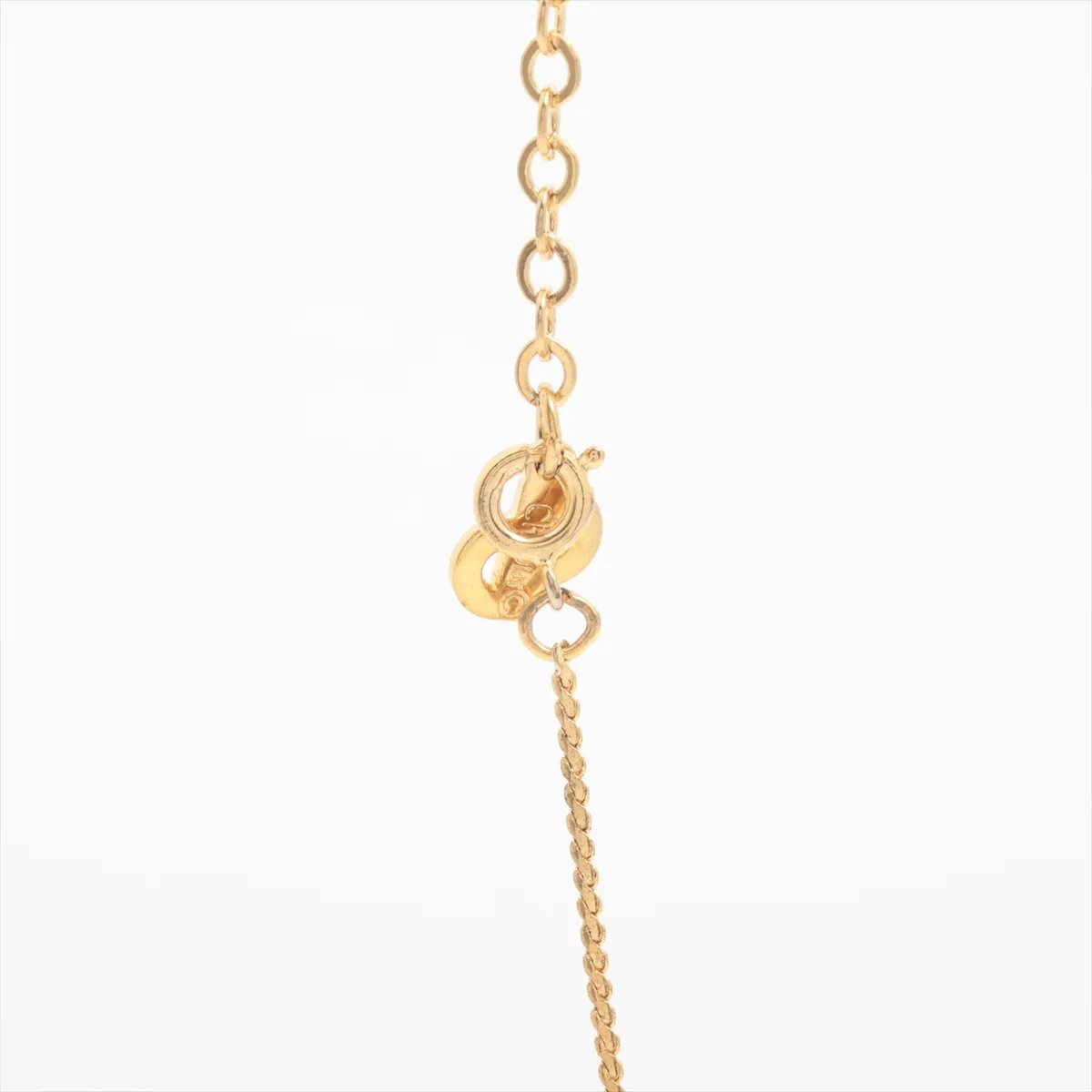 CD logo necklace, gold plated with rhinestones. Shows signs of wear, — view 3