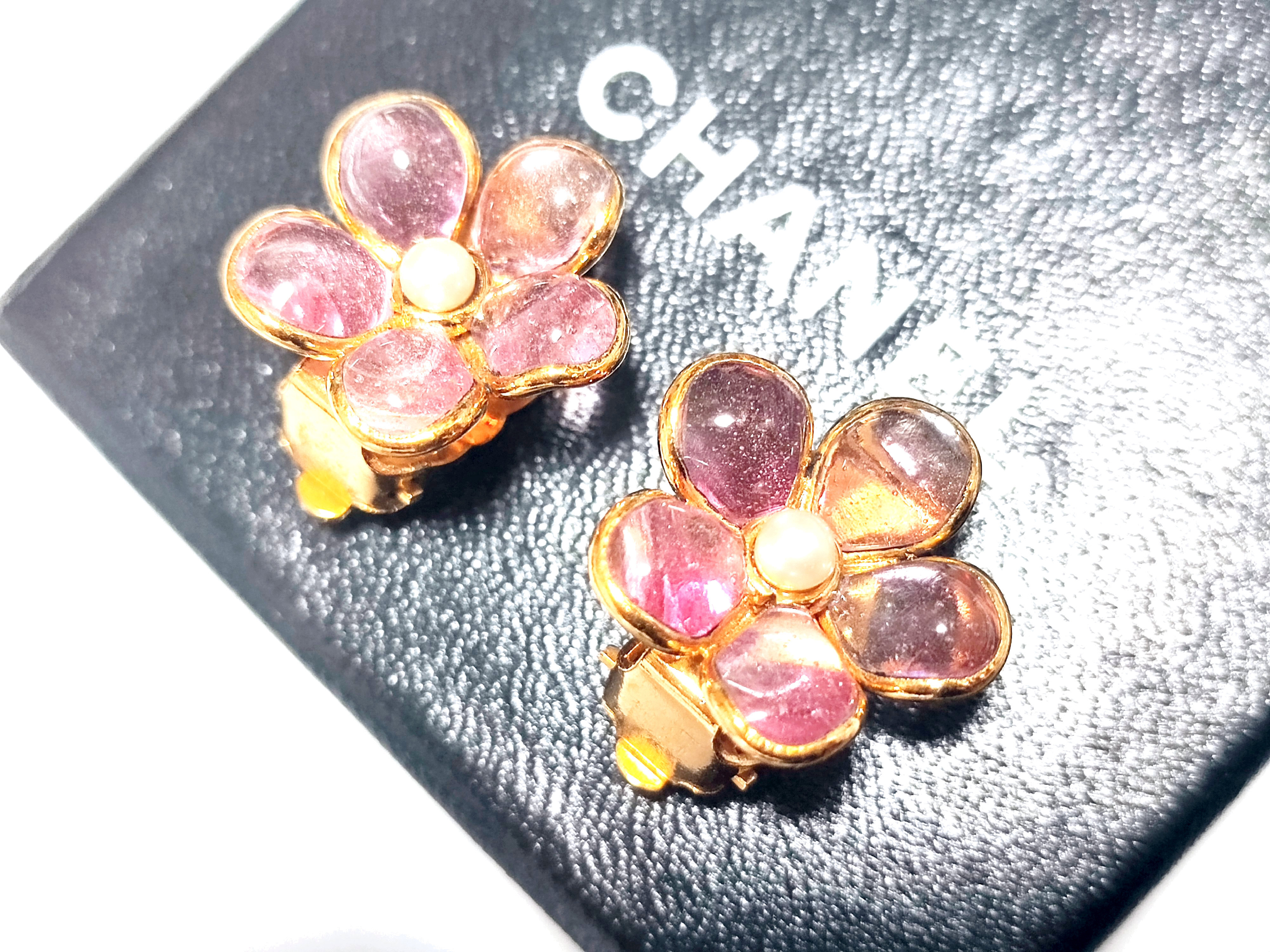 Gripoix Flower Cherry Blossom Pearl Earrings 99P Earrings — view 3