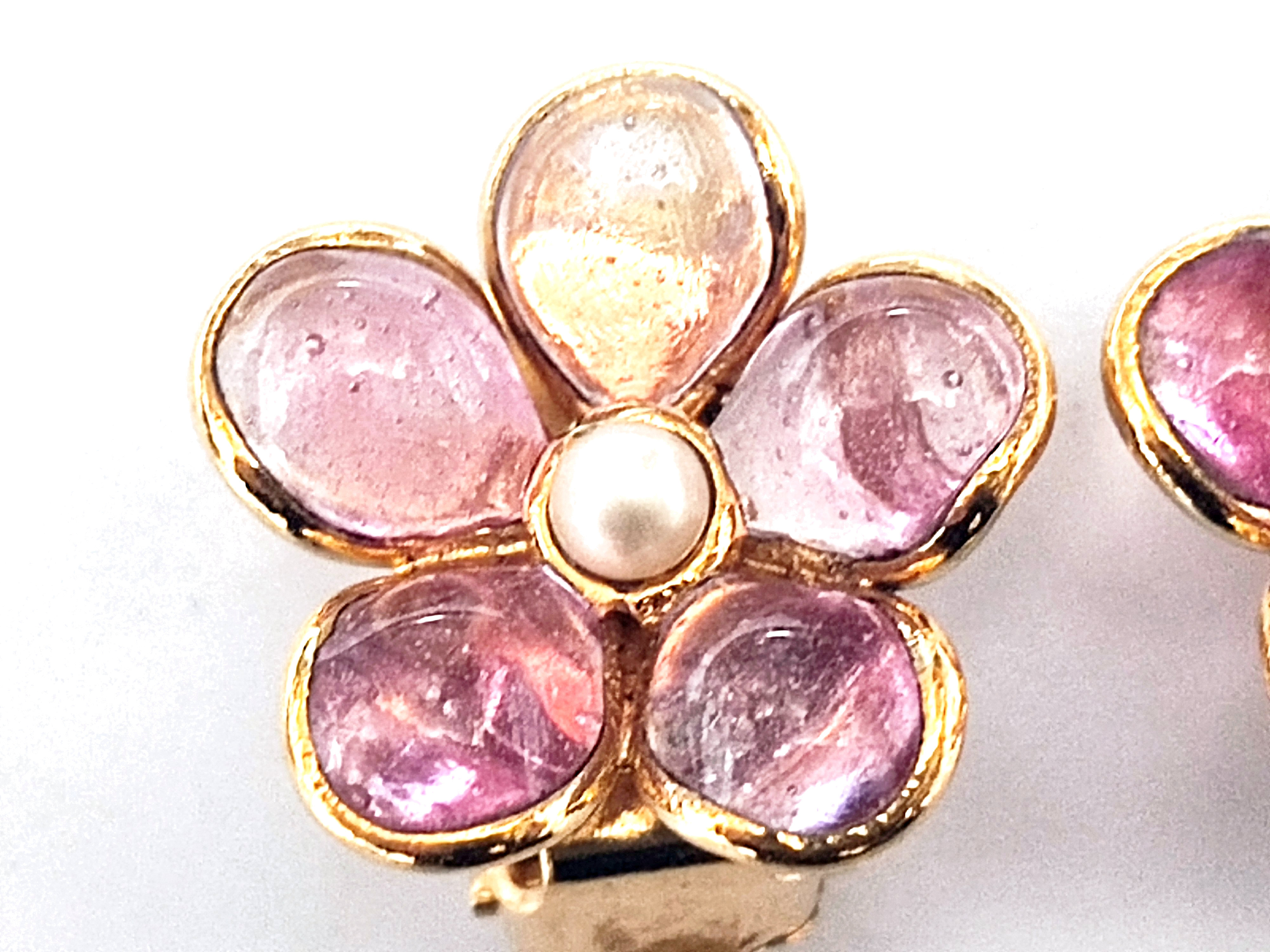 Gripoix Flower Cherry Blossom Pearl Earrings 99P Earrings — view 4