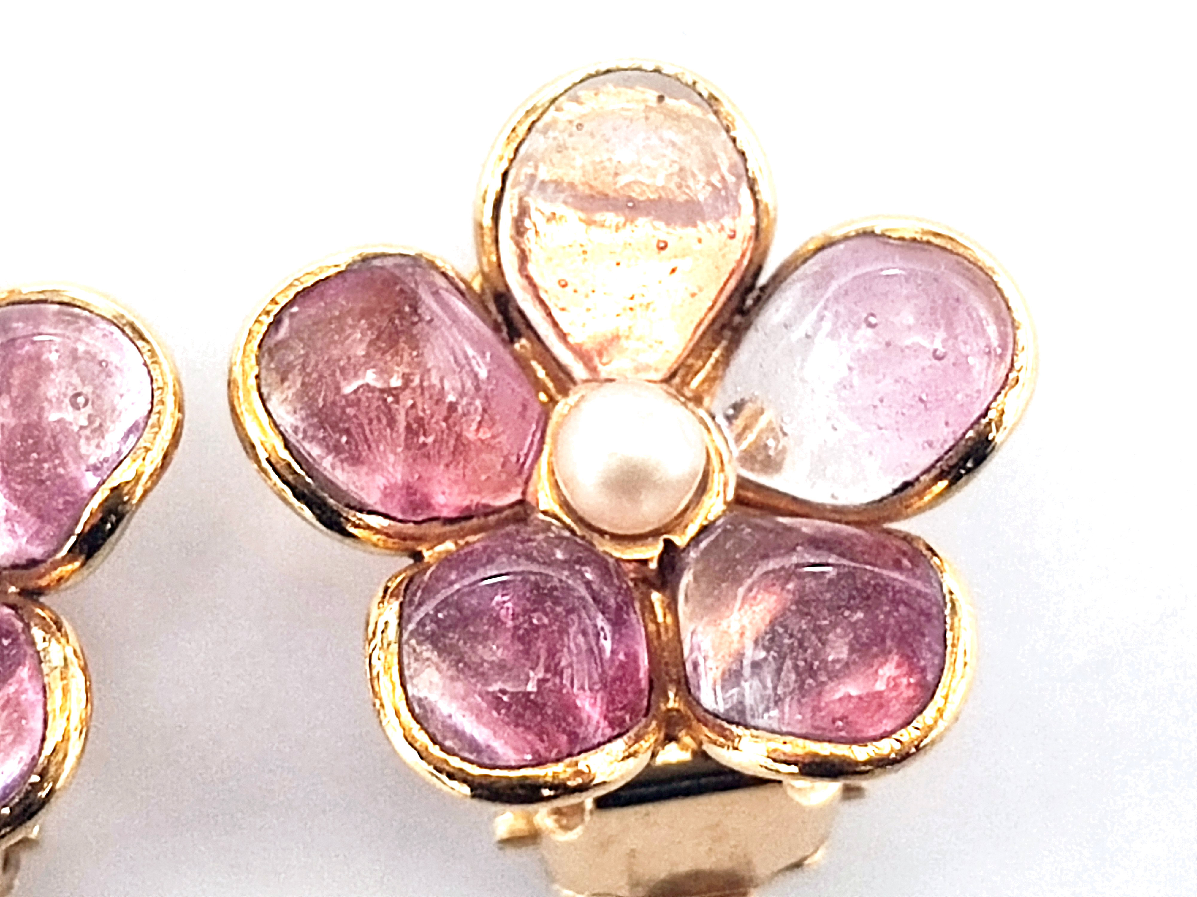 Gripoix Flower Cherry Blossom Pearl Earrings 99P Earrings — view 5