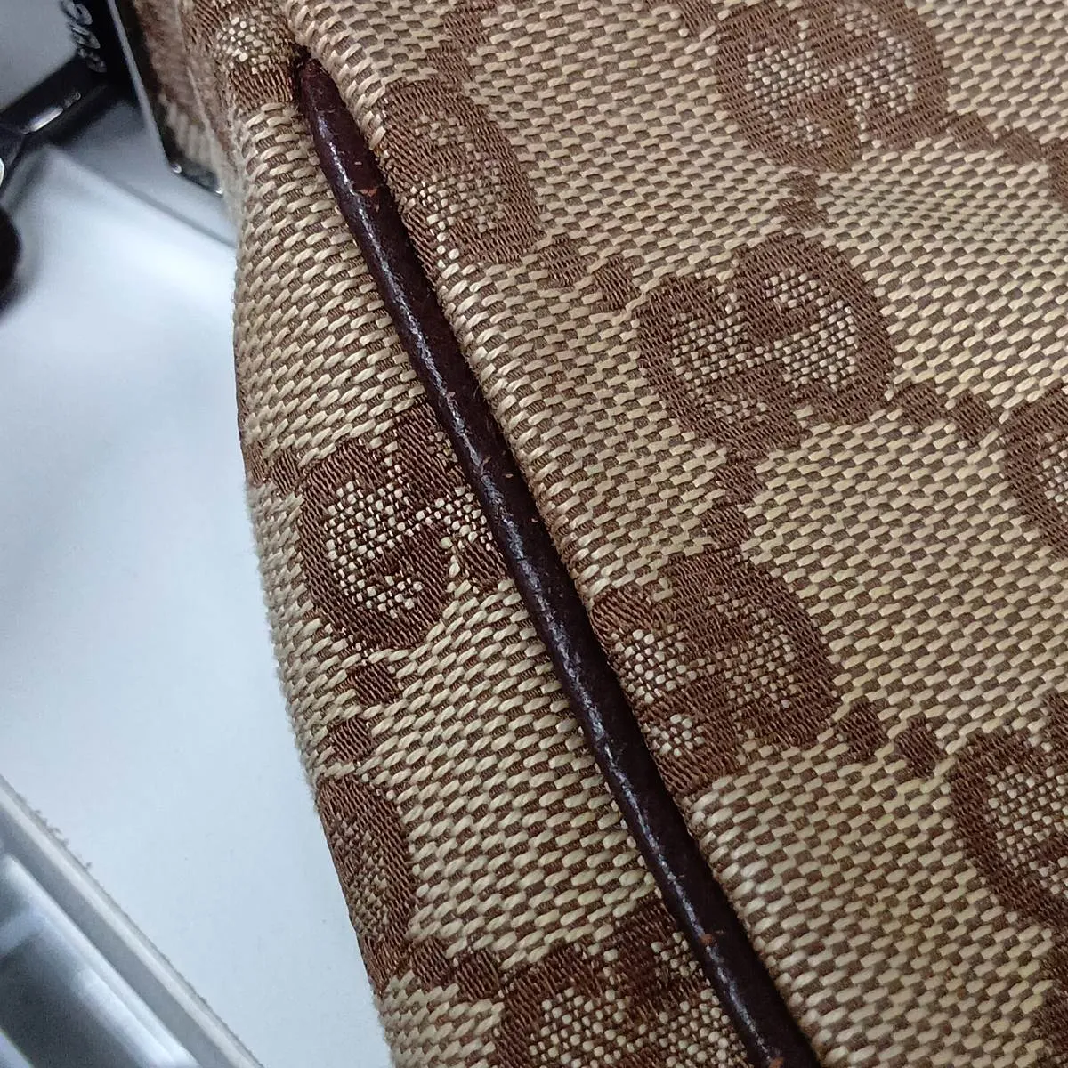GG Canvas Shoulder Bag, Canvas x Leather, Beige x Brown, 122790 — view 11