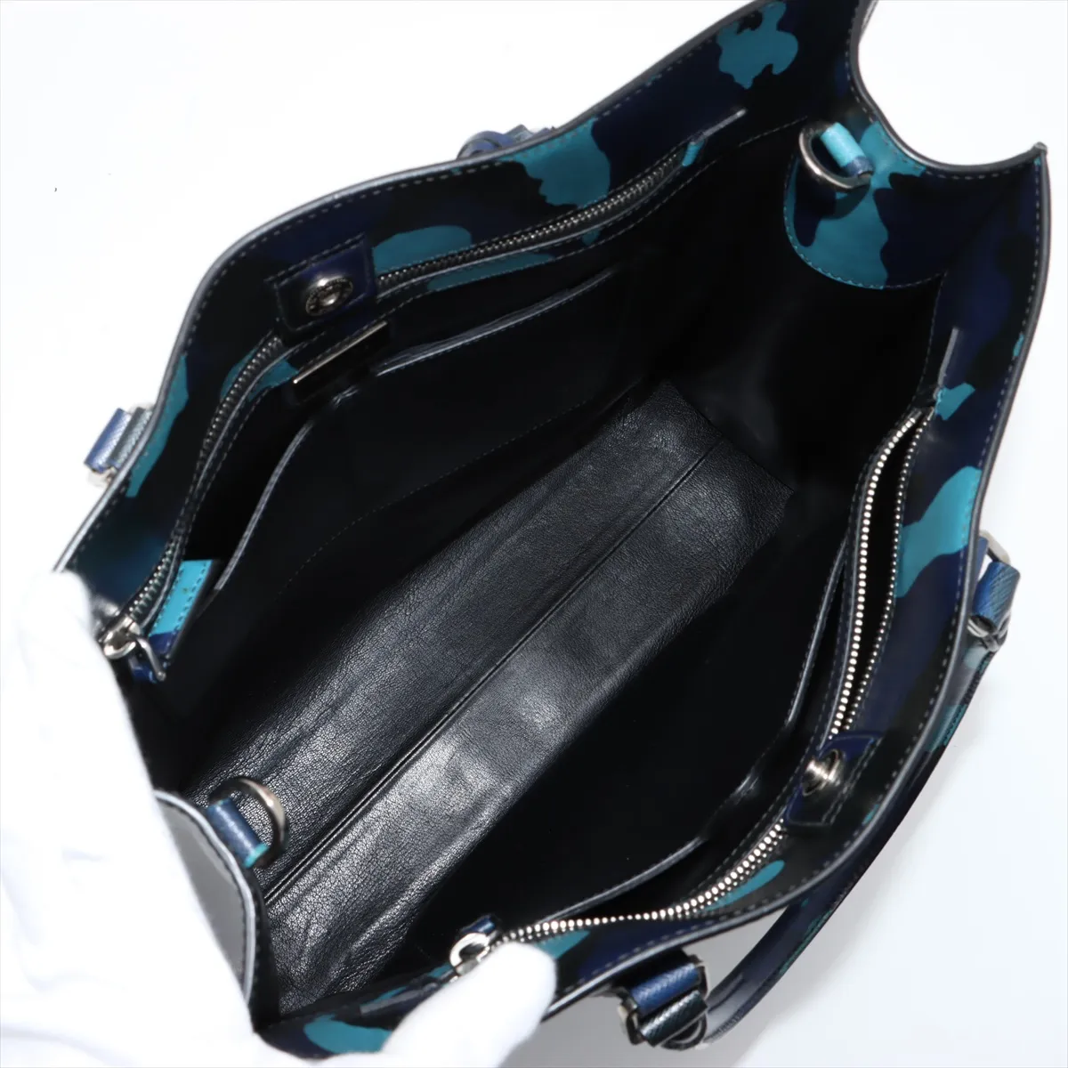Saffiano Travel Leather 2WAY Handbag Blue VA1016 — view 8