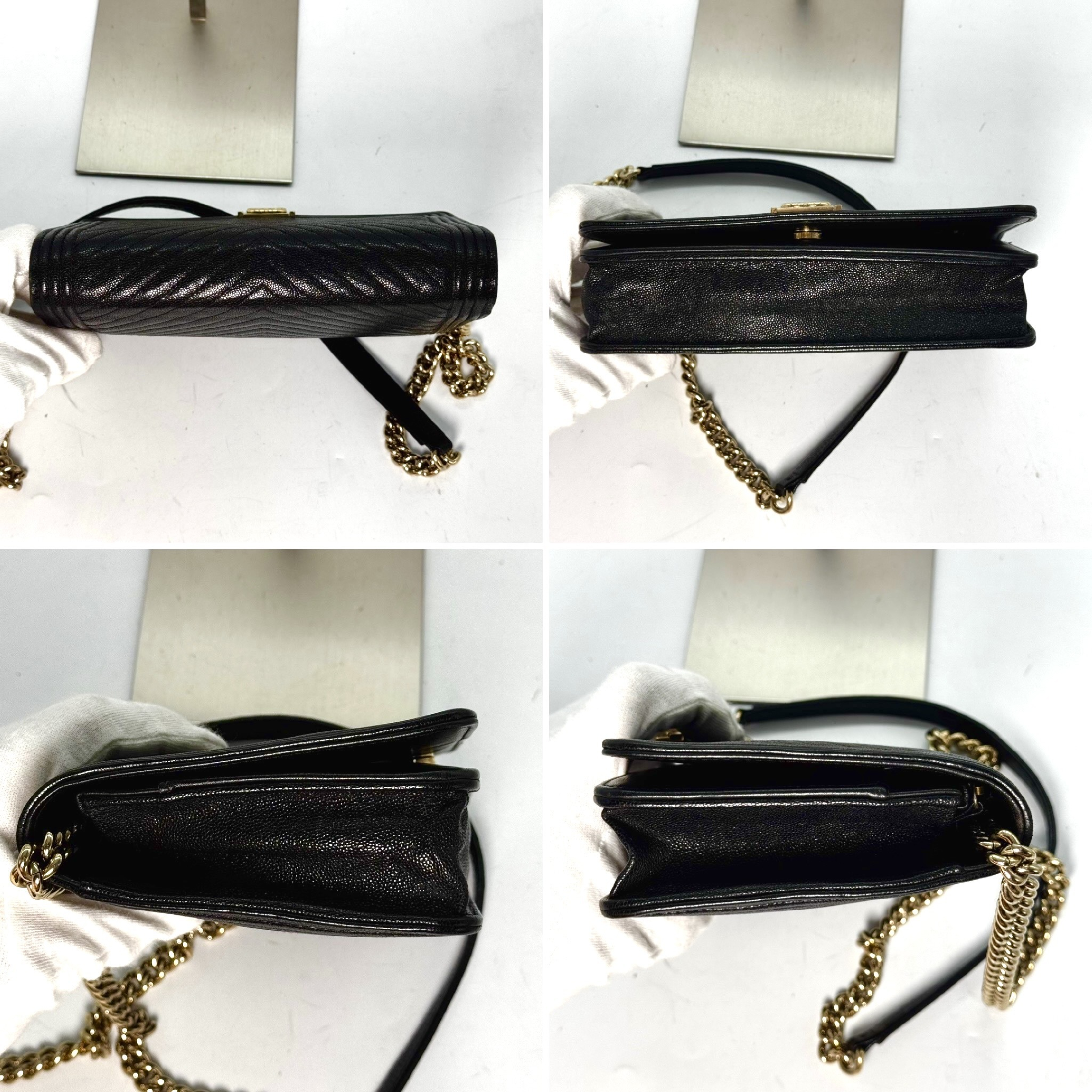 Caviar Skin V-Stitch Chain Shoulder Bag, Black, 27812150 (Shoulder Bag) — view 6