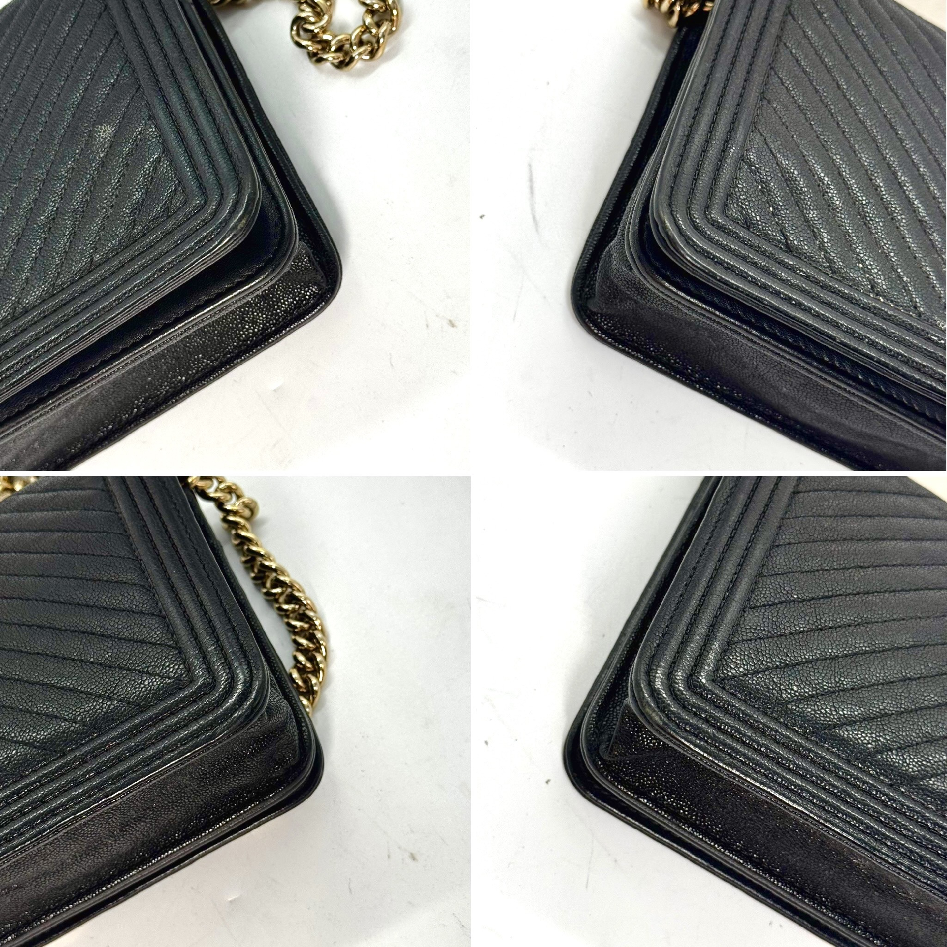 Caviar Skin V-Stitch Chain Shoulder Bag, Black, 27812150 (Shoulder Bag) — view 7