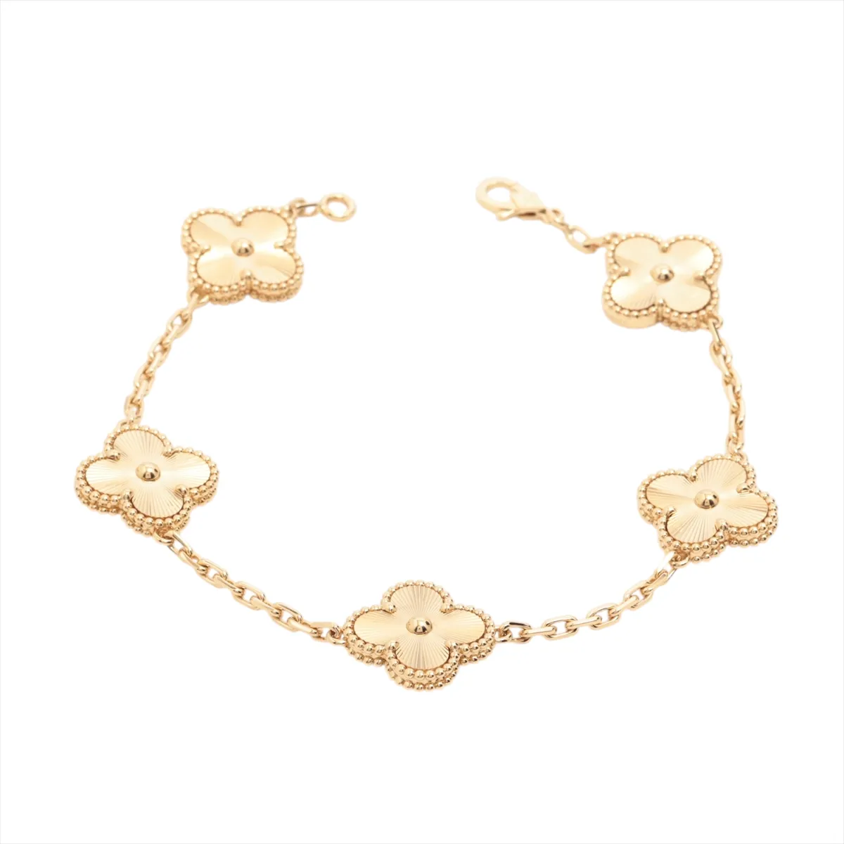 Vintage Alhambra Guilloche 5P Bracelet 750(YG) 18.6g JD754375 Hallmark crushed VCARP3JK00