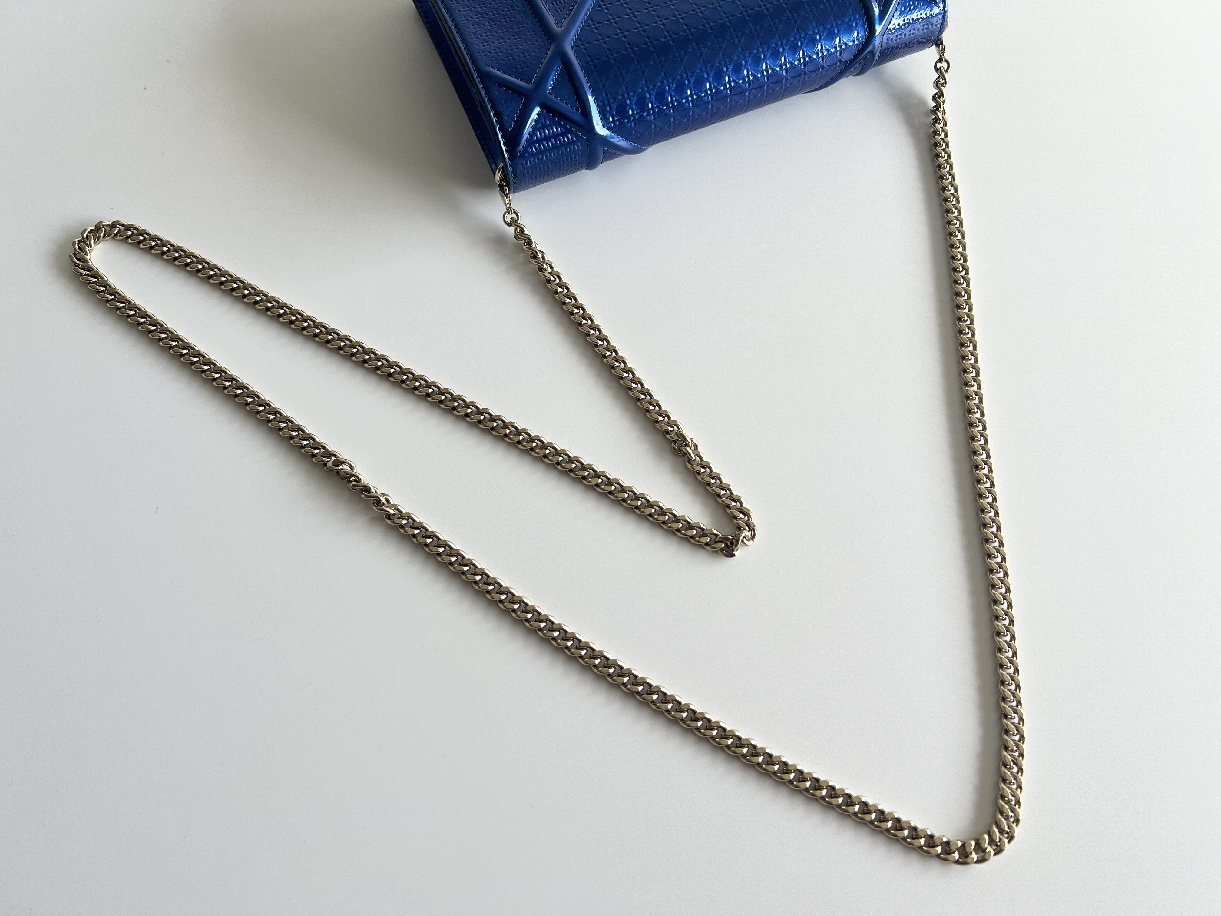 Christian Diorama Cannage Enamel Patent Leather Chain Shoulder Bag — view 3