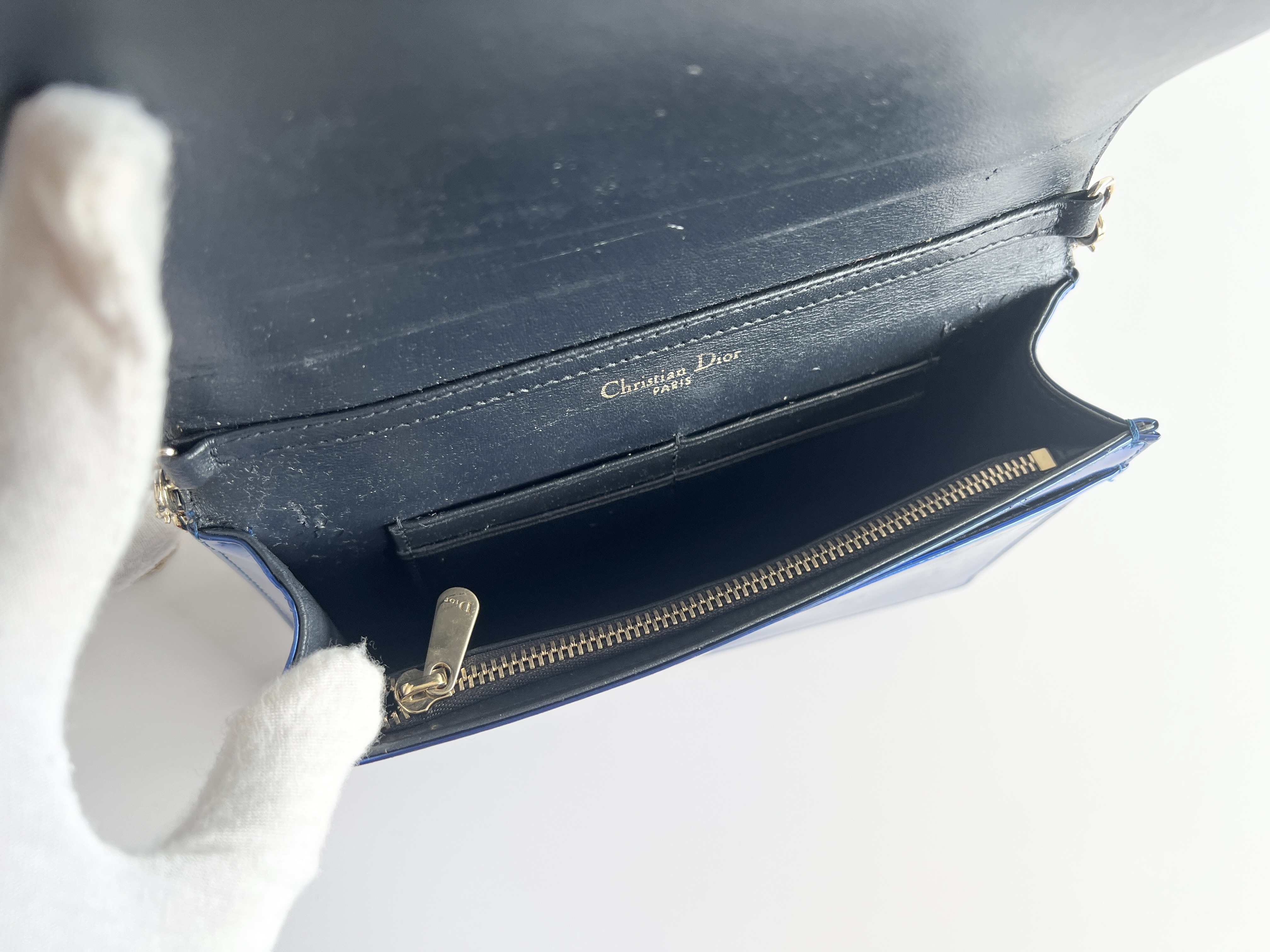 Christian Diorama Cannage Enamel Patent Leather Chain Shoulder Bag — view 4