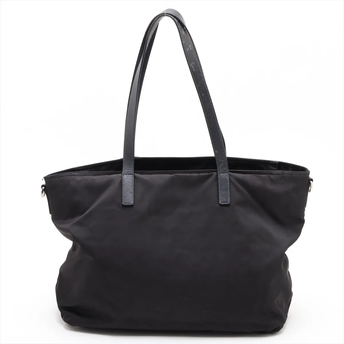 Tessuto Nylon x Leather Tote Bag, Black — view 2