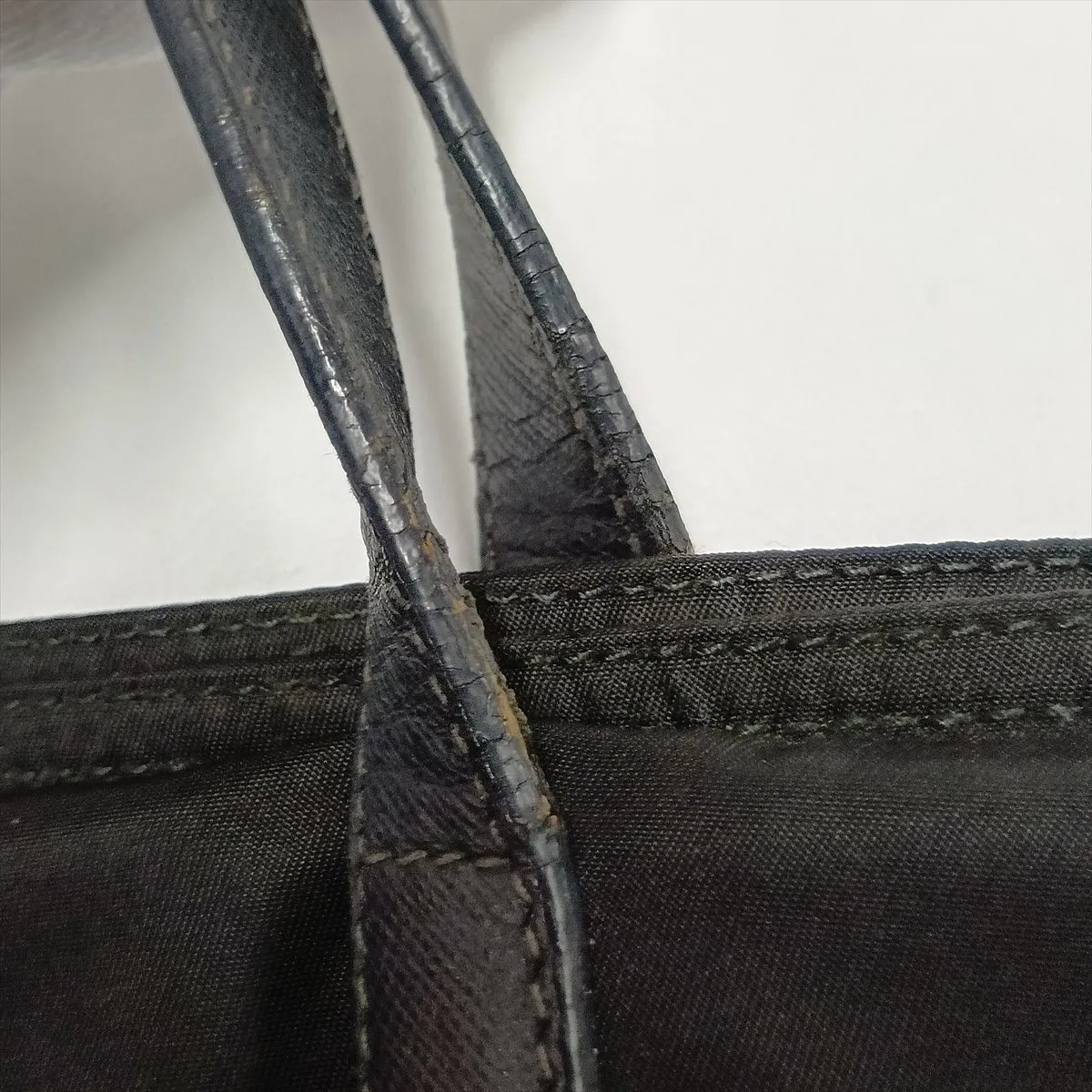 Tessuto Nylon x Leather Tote Bag, Black — view 14