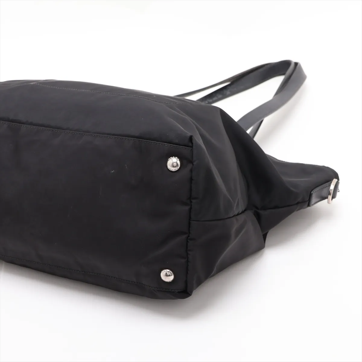Tessuto Nylon x Leather Tote Bag, Black — view 3