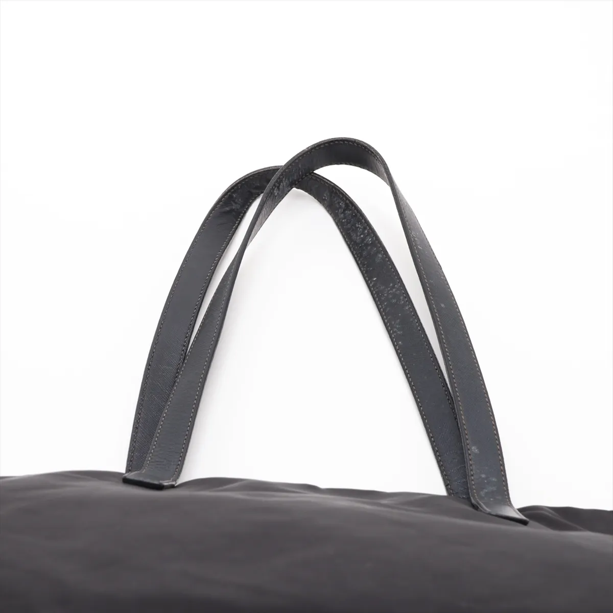 Tessuto Nylon x Leather Tote Bag, Black — view 6