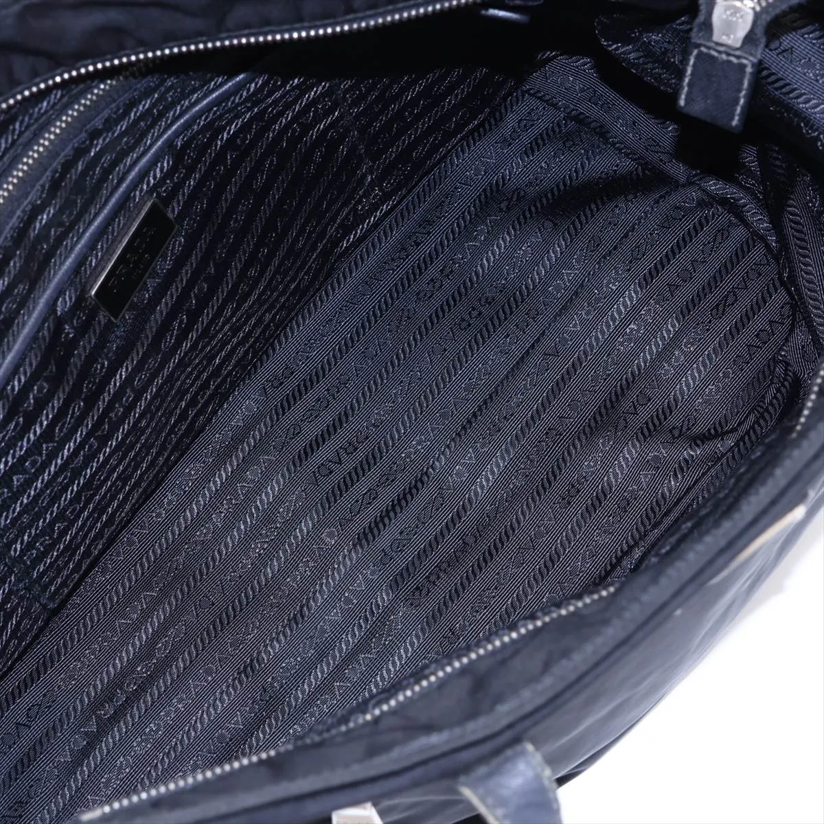 Tessuto Nylon x Leather Tote Bag, Black — view 7