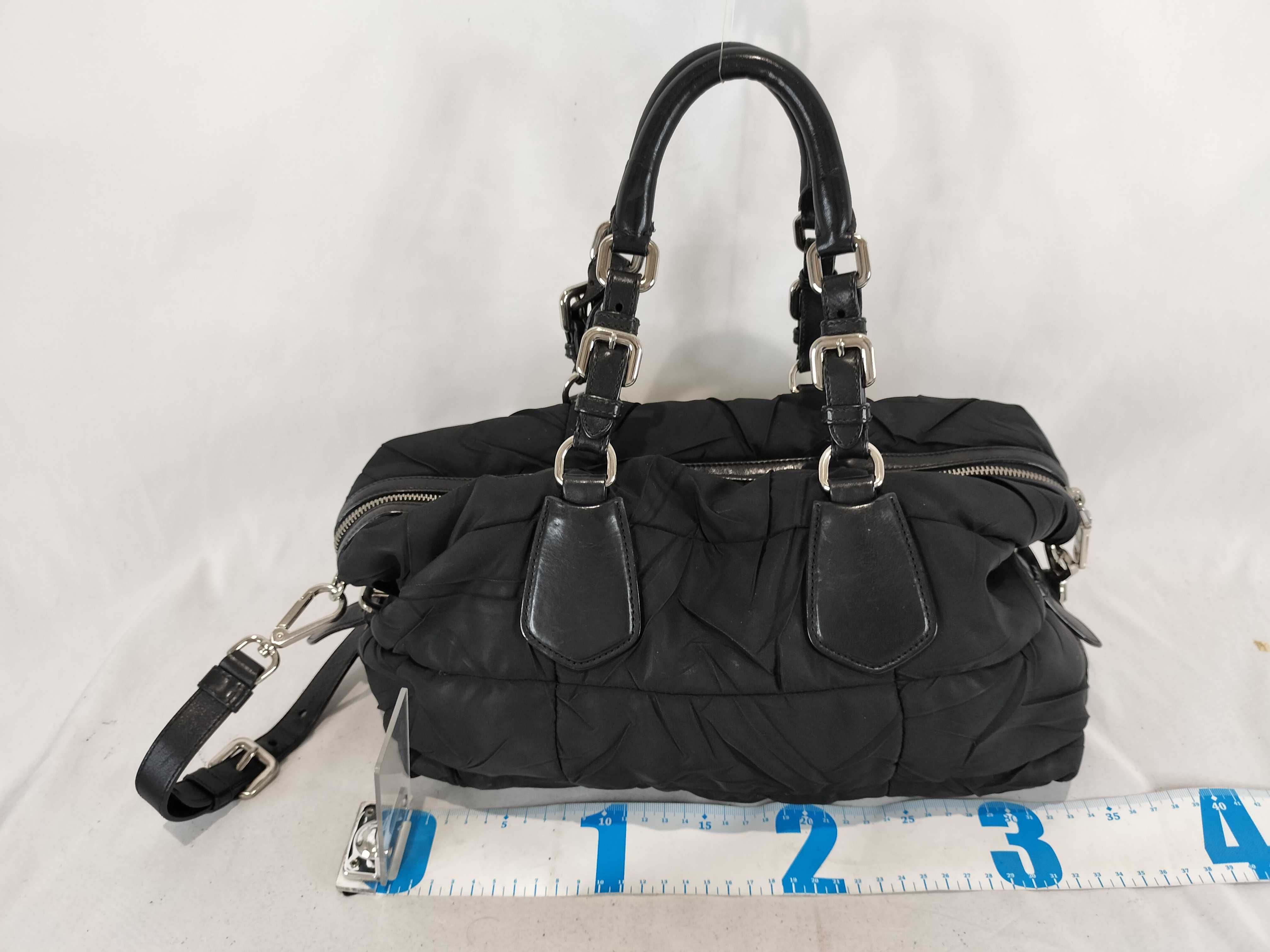 Nylon Prada Quilted Nylon Leather Tote Bag Shoulder Bag — view 2