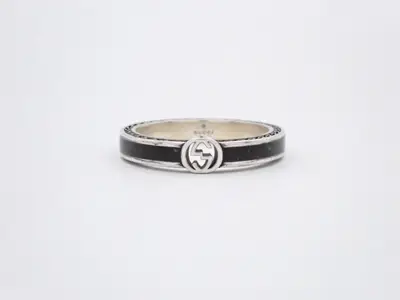 Interlocking G Silver Ring, Size #22, 925 Sterling Silver / 4.0g