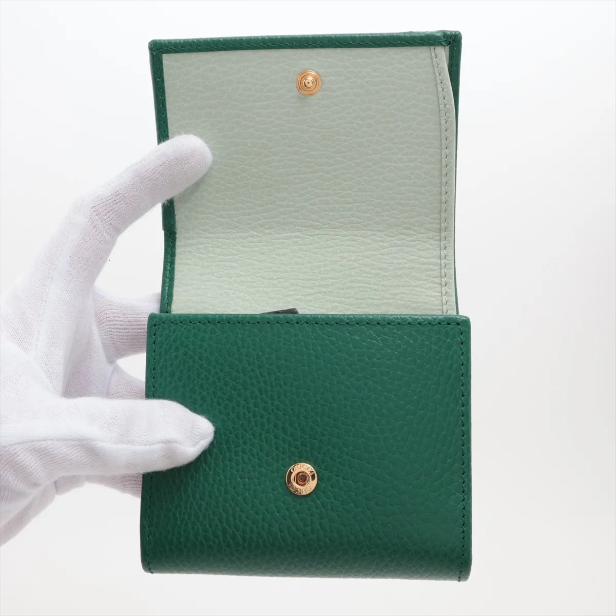 Double G 598587 PVC x Leather Compact Wallet Green — view 3