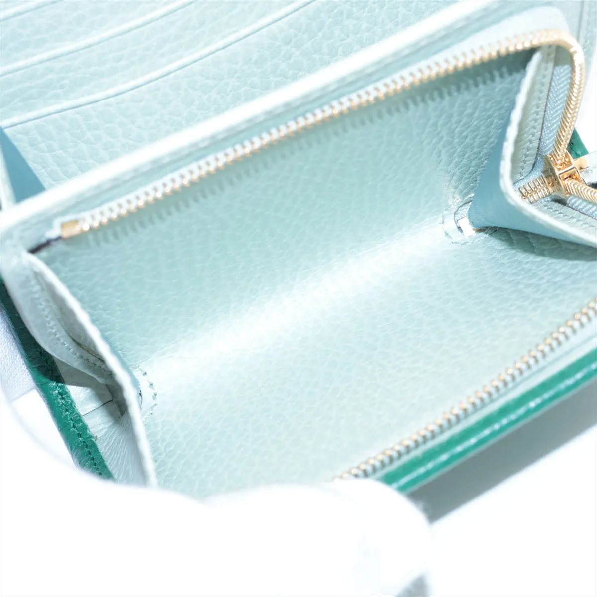 Double G 598587 PVC x Leather Compact Wallet Green — view 6