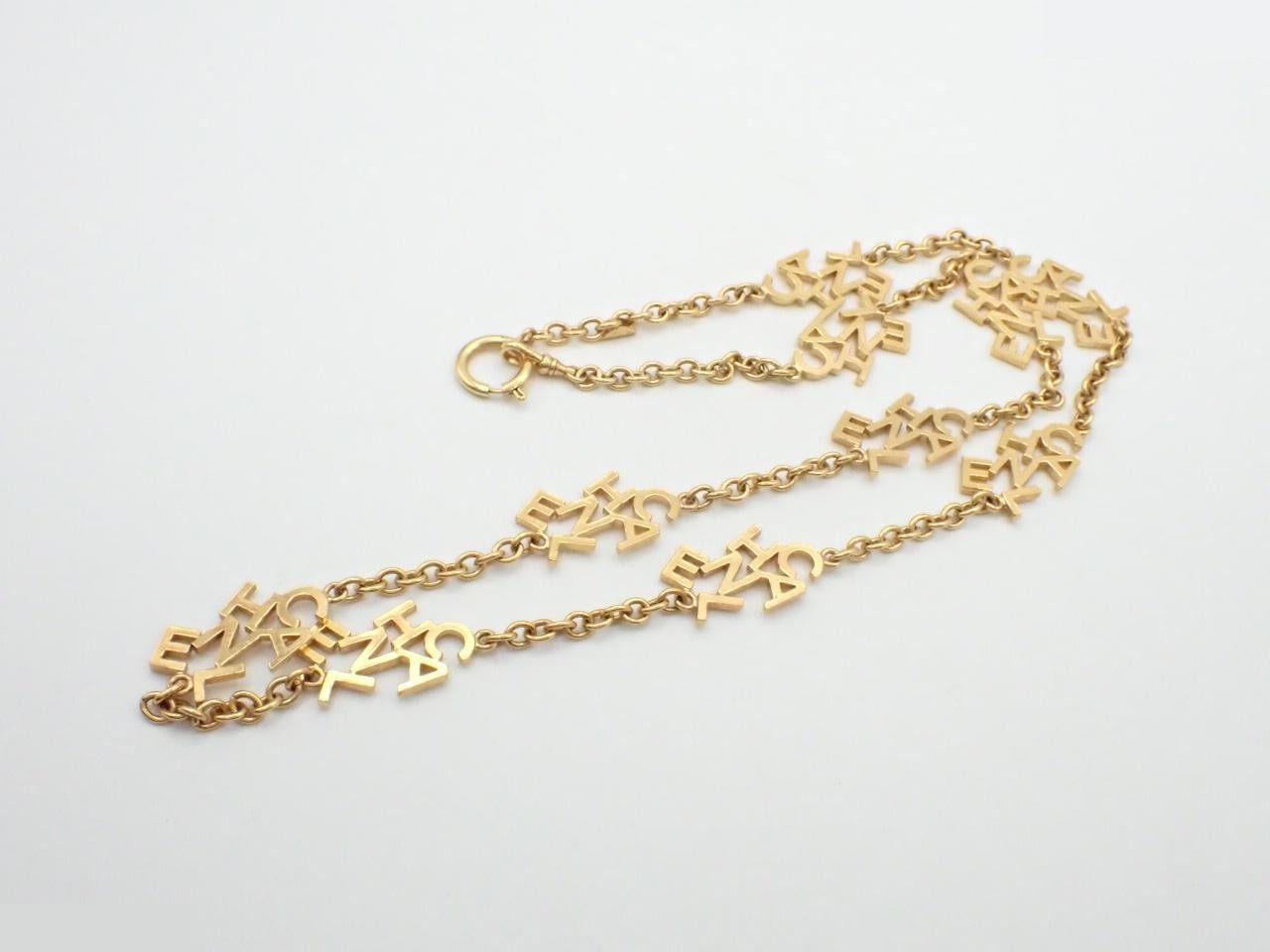 Alphabet logo long chain gold necklace — view 3