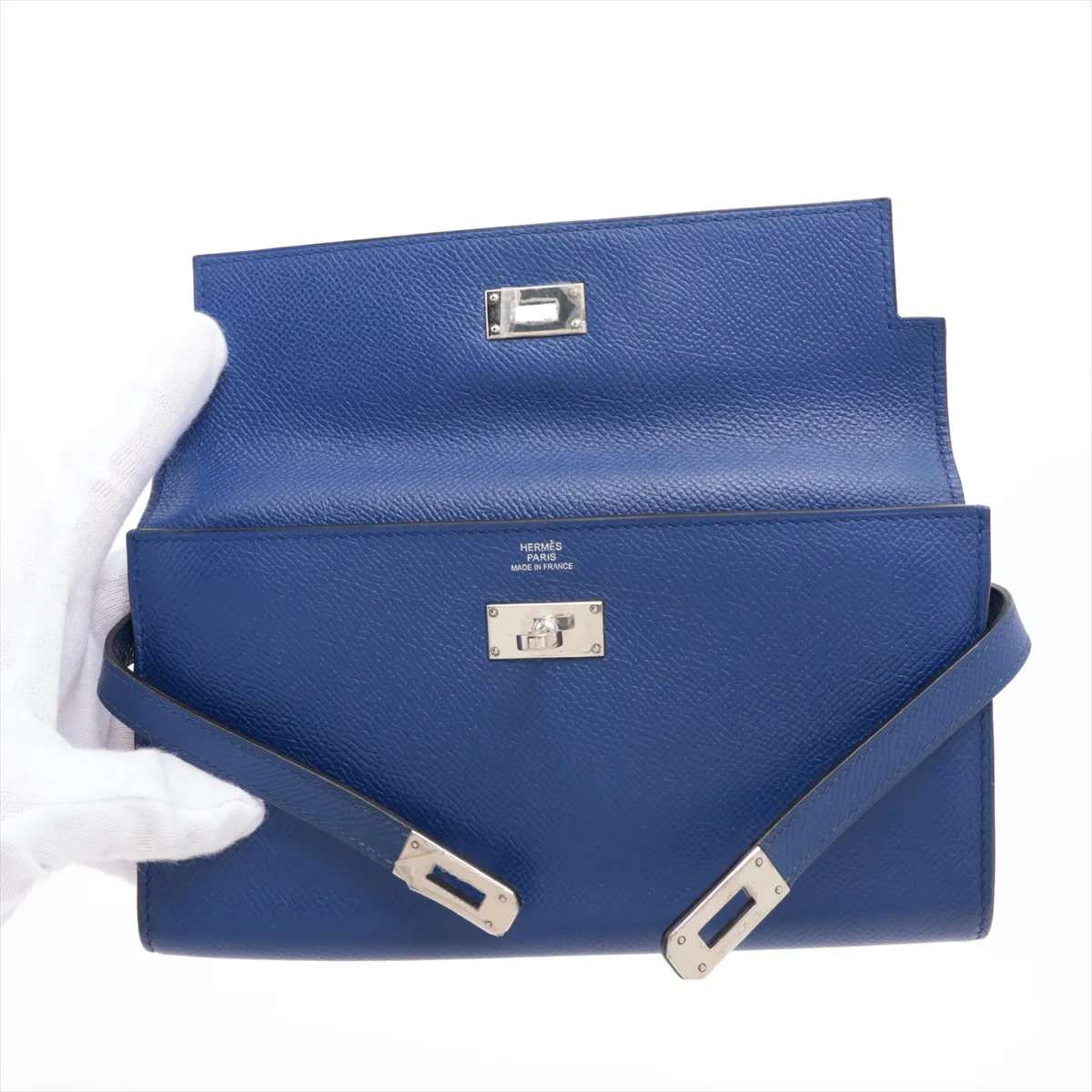 Kelly Wallet Long, Veau Epsom Leather, Long Wallet, Blue, Silver Hardware P: 2012 — view 3