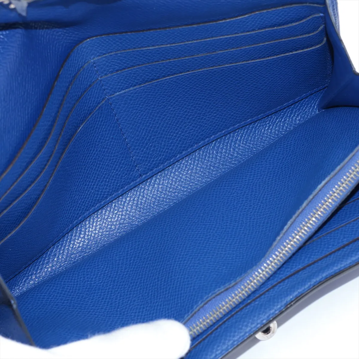 Kelly Wallet Long, Veau Epsom Leather, Long Wallet, Blue, Silver Hardware P: 2012 — view 5