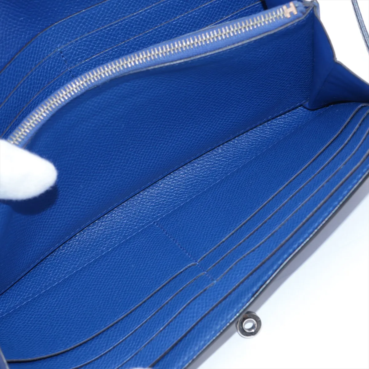 Kelly Wallet Long, Veau Epsom Leather, Long Wallet, Blue, Silver Hardware P: 2012 — view 6