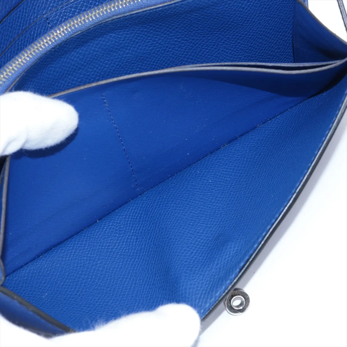 Kelly Wallet Long, Veau Epsom Leather, Long Wallet, Blue, Silver Hardware P: 2012 — view 7