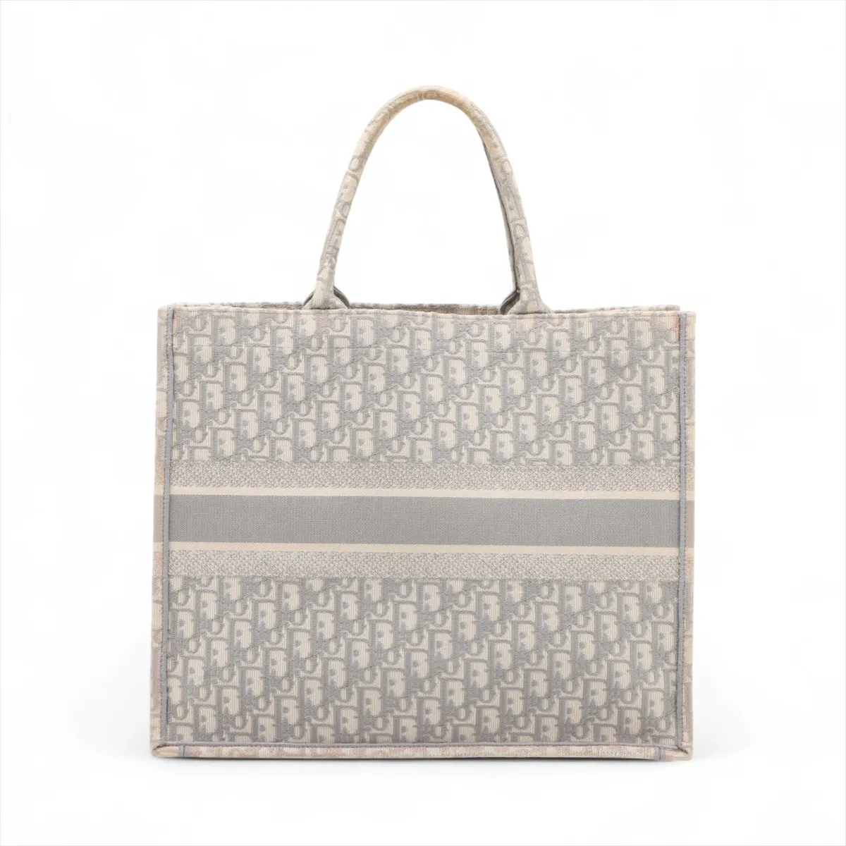 Oblique Book Tote Large Canvas Tote Bag Gray x Pink — view 2