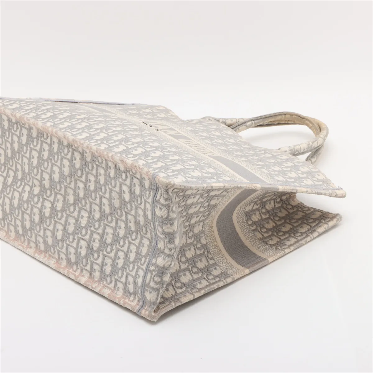 Oblique Book Tote Large Canvas Tote Bag Gray x Pink — view 3