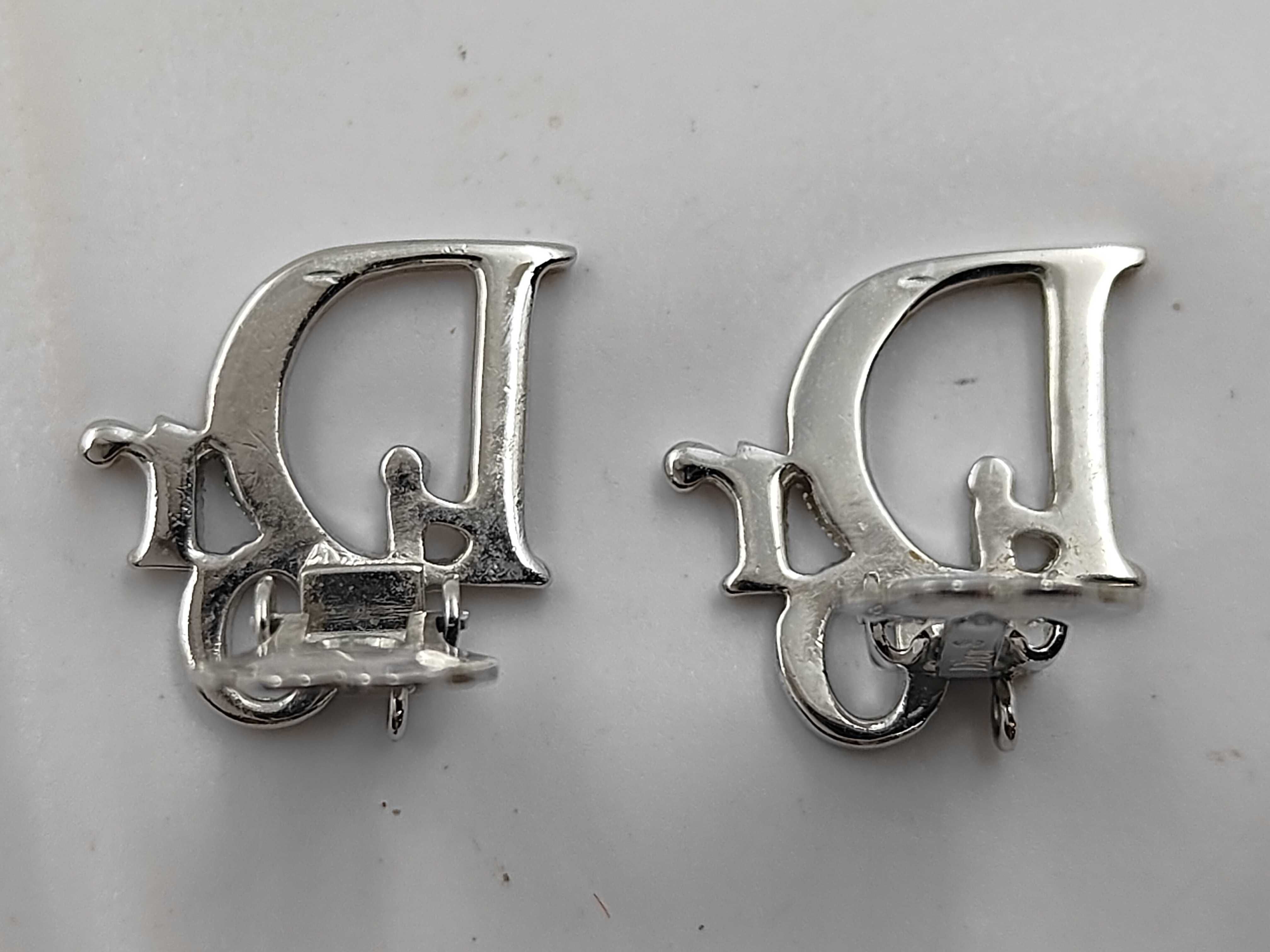 Logo Rhinestone Silver Earrings — view 2