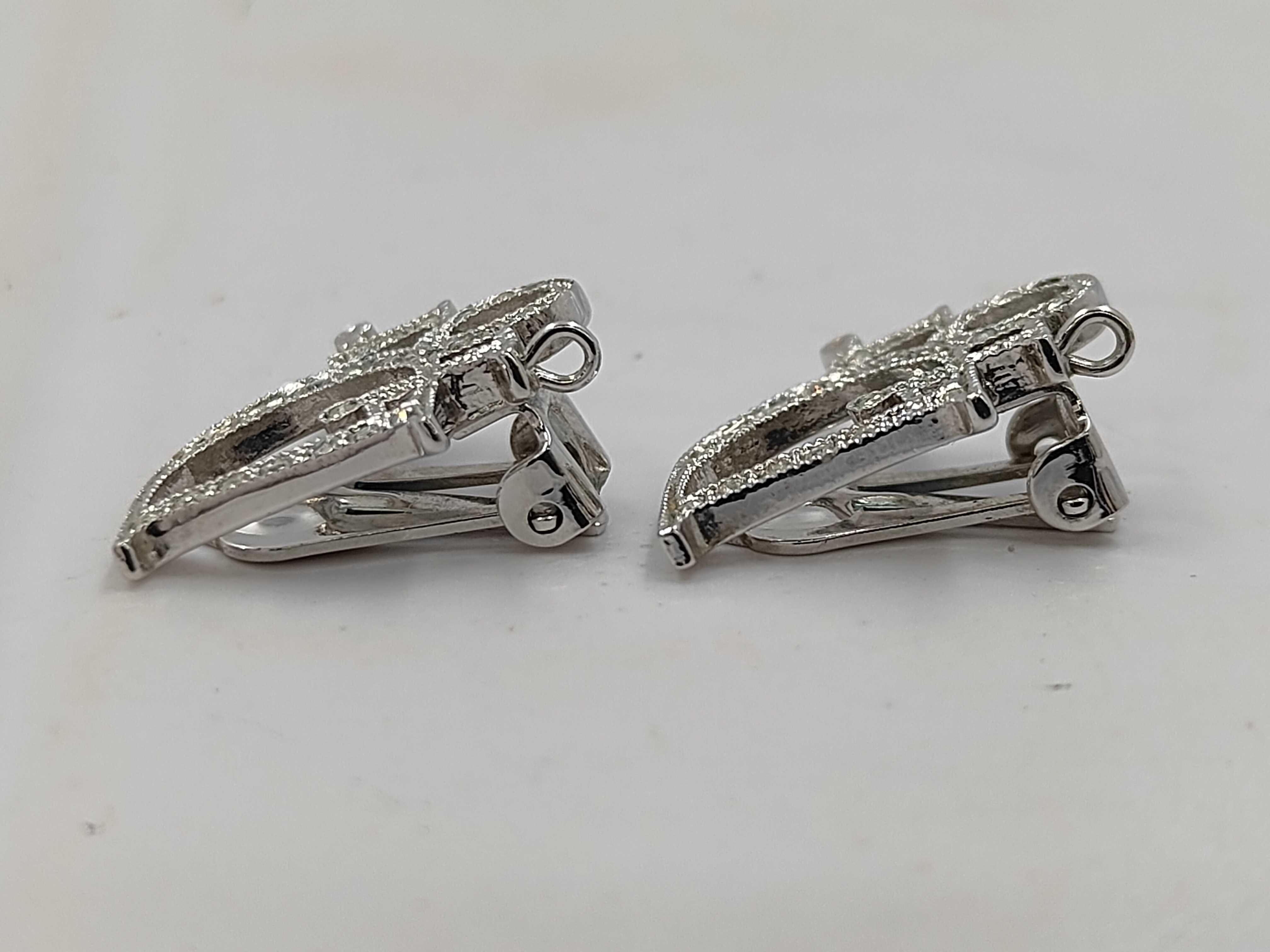 Logo Rhinestone Silver Earrings — view 3
