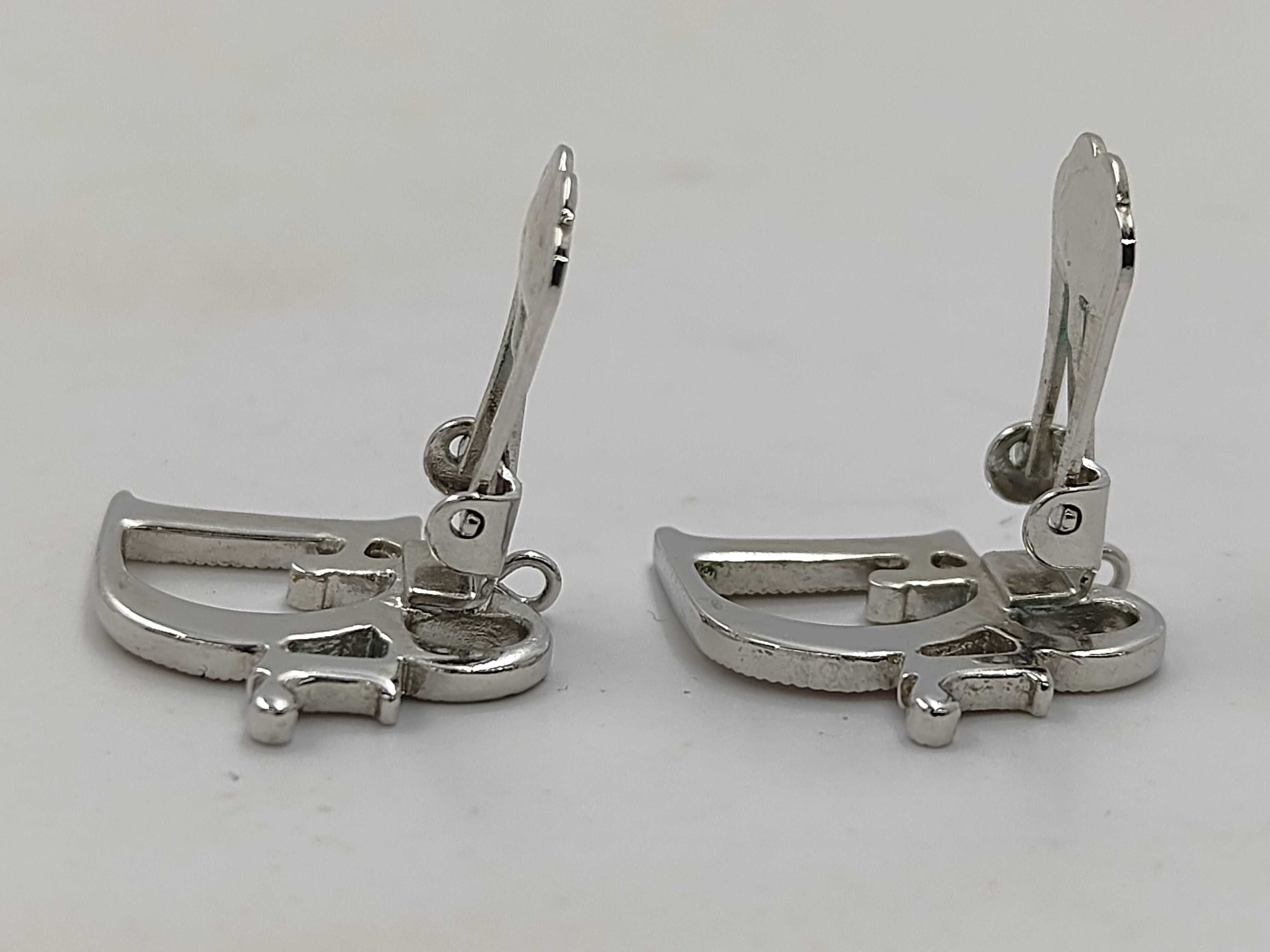 Logo Rhinestone Silver Earrings — view 4