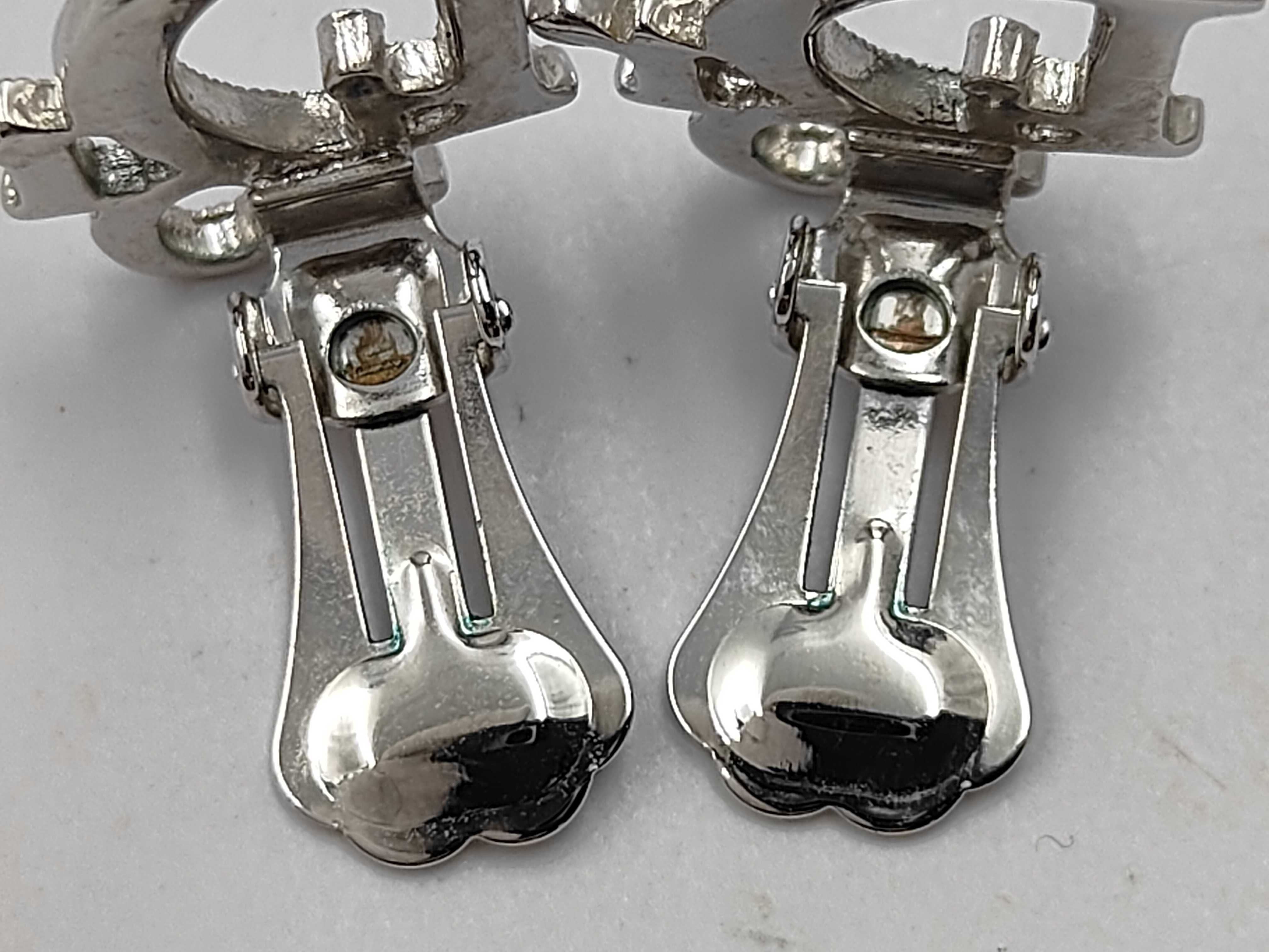 Logo Rhinestone Silver Earrings — view 8