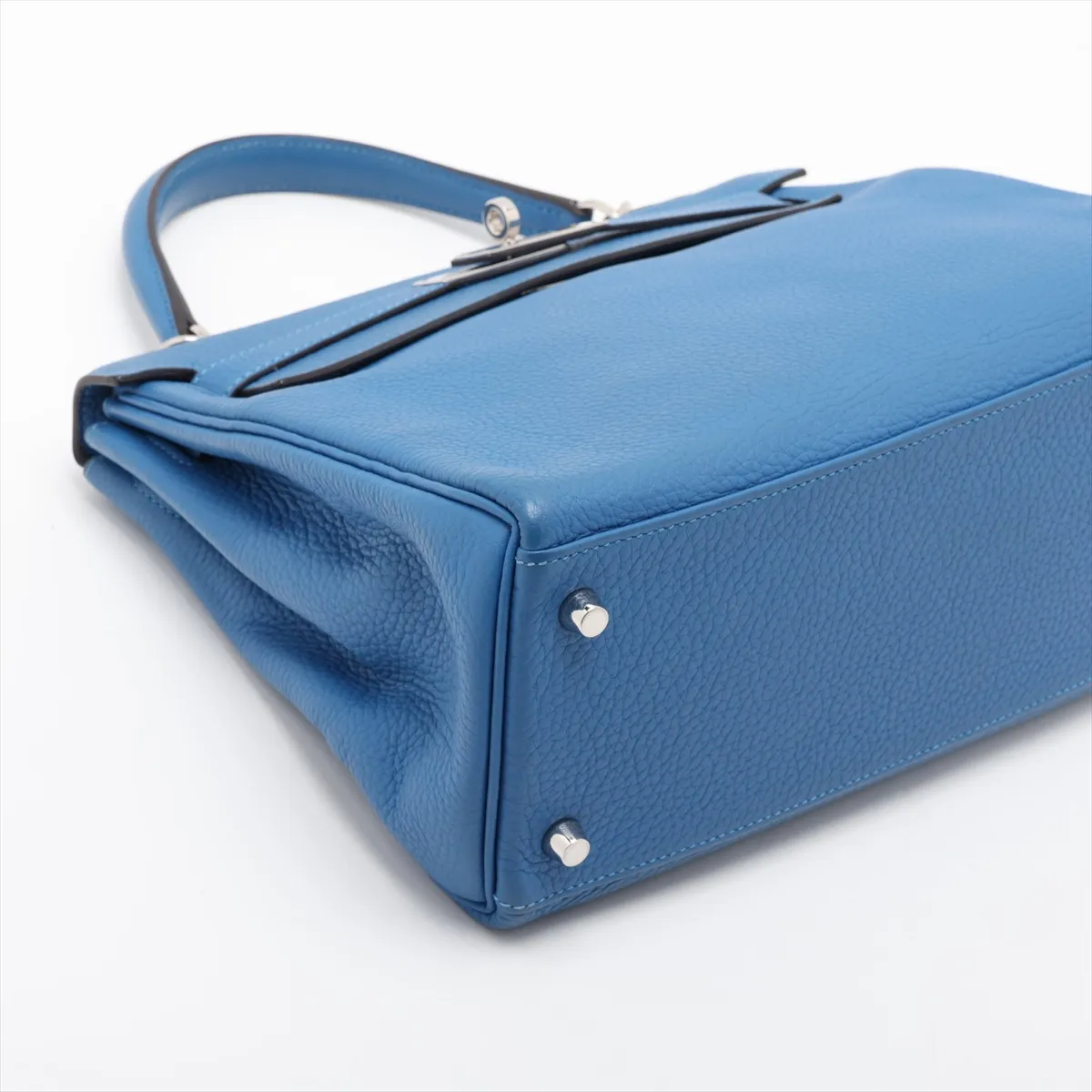 [Individually packaged] Hermes Kelly 28 Letournée Taurillon Clemence Bleu Zellige Silver Hardware D:2019 — view 4