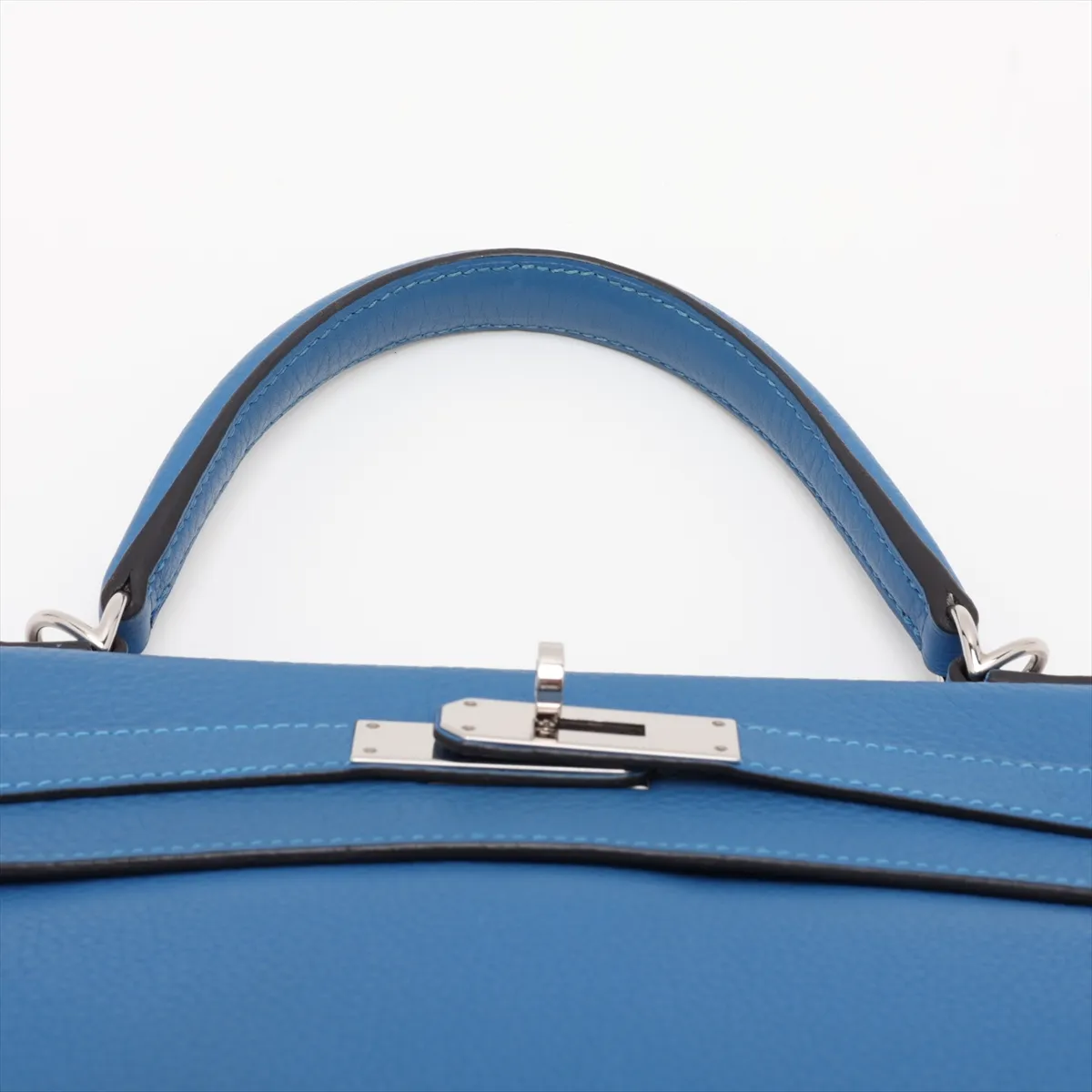 [Individually packaged] Hermes Kelly 28 Letournée Taurillon Clemence Bleu Zellige Silver Hardware D:2019 — view 6