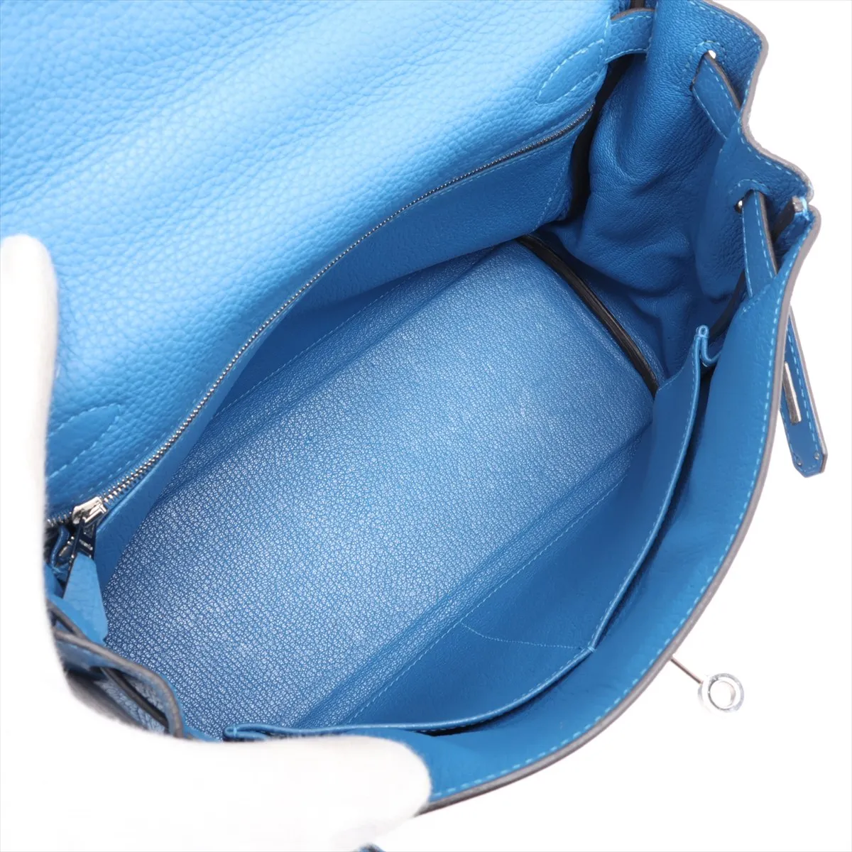 [Individually packaged] Hermes Kelly 28 Letournée Taurillon Clemence Bleu Zellige Silver Hardware D:2019 — view 8