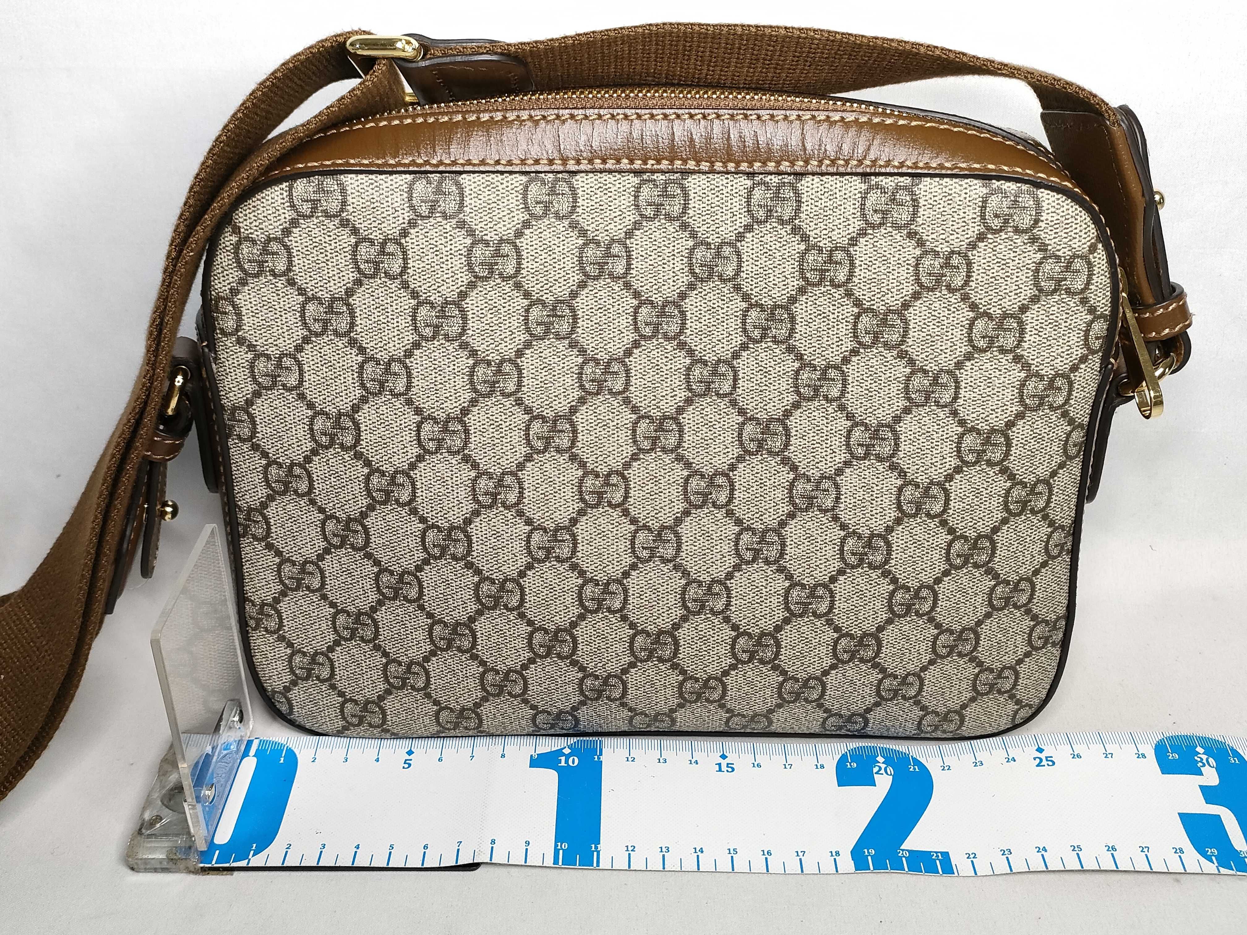 GG Supreme PVC x Leather Shoulder Bag, Brown, 675891 — view 2