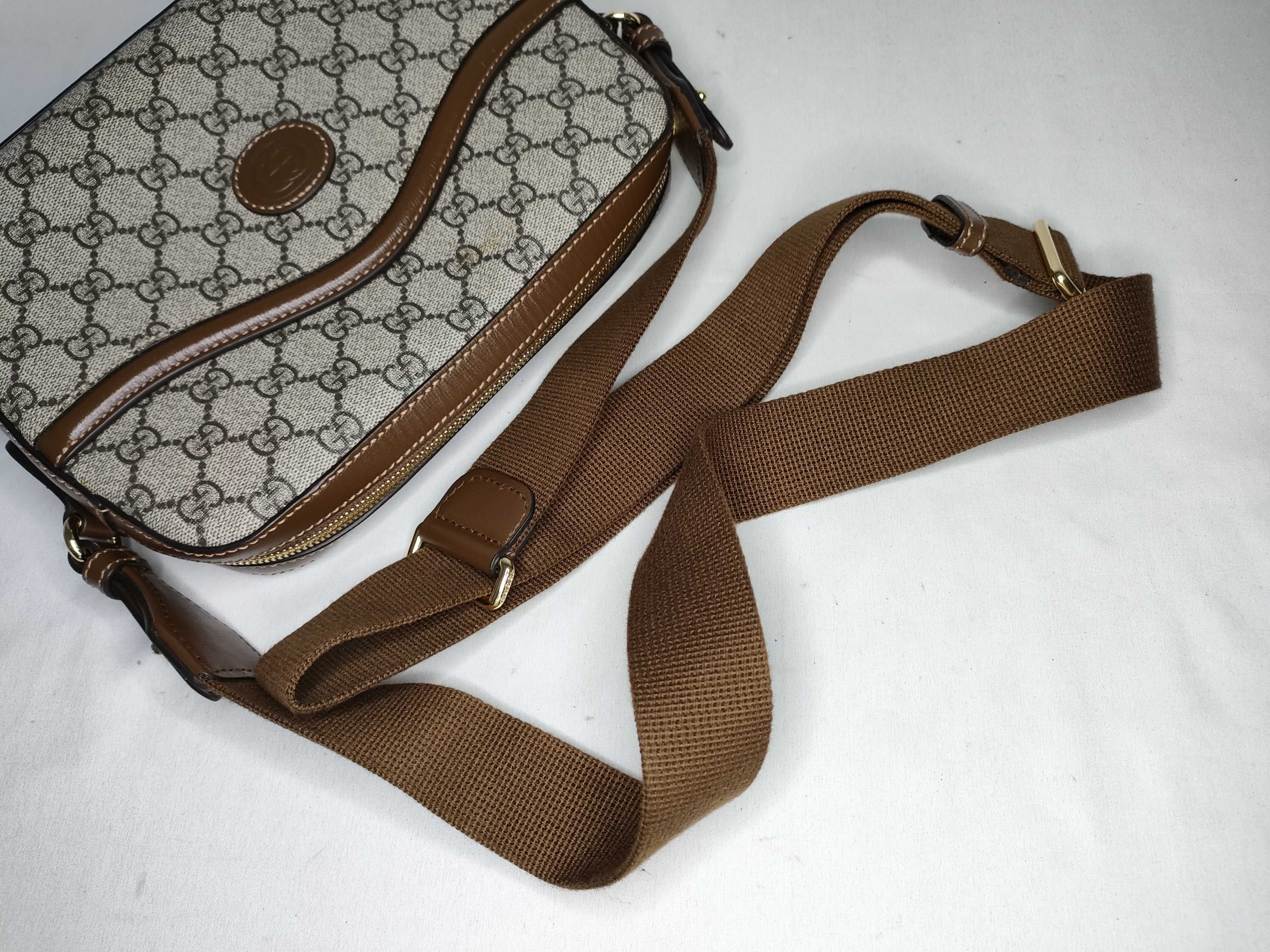 GG Supreme PVC x Leather Shoulder Bag, Brown, 675891 — view 3