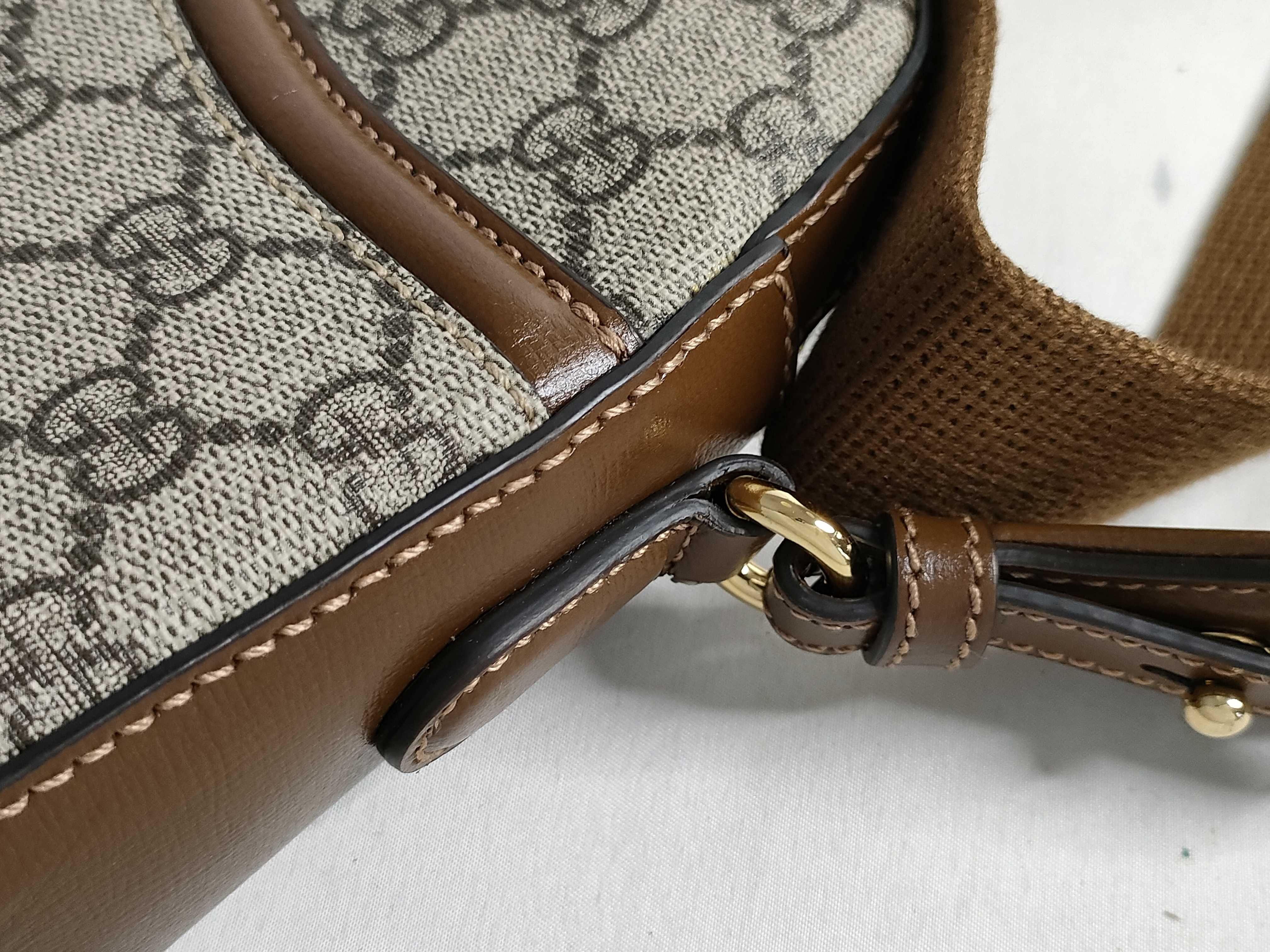 GG Supreme PVC x Leather Shoulder Bag, Brown, 675891 — view 5