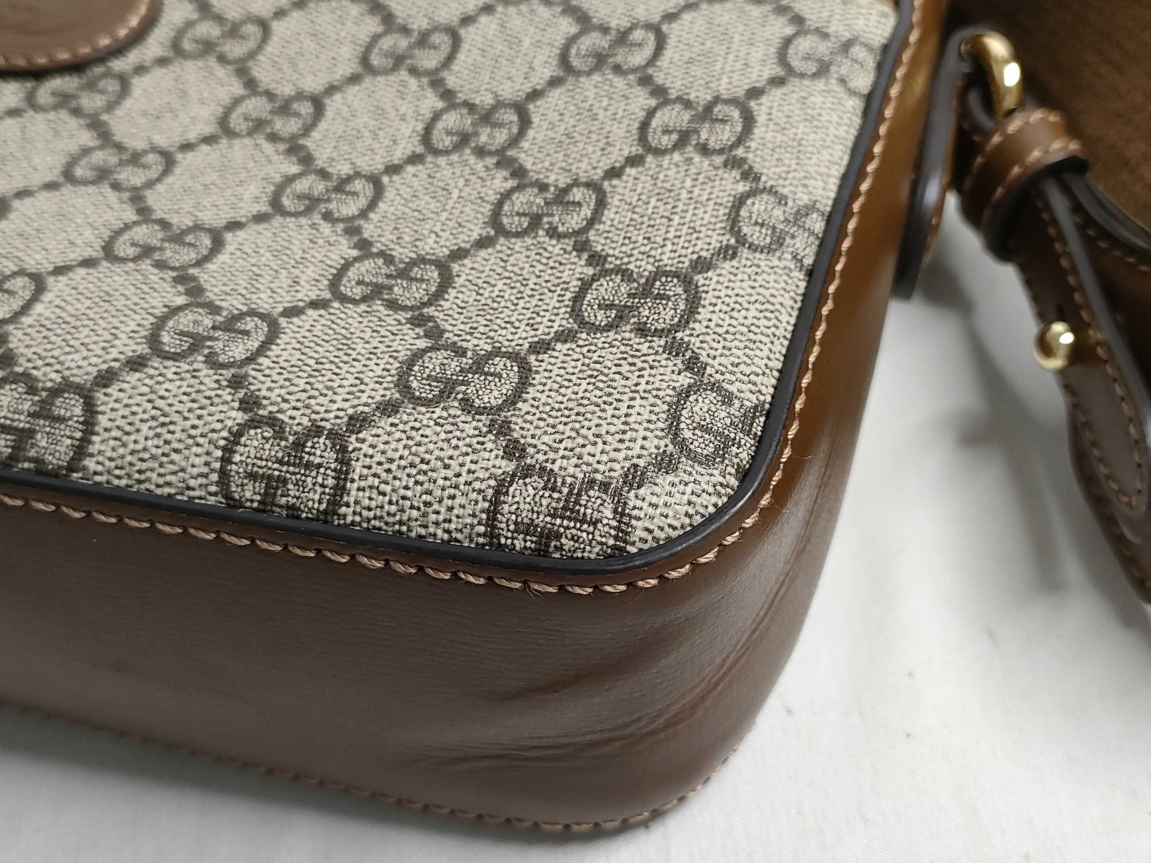 GG Supreme PVC x Leather Shoulder Bag, Brown, 675891 — view 6