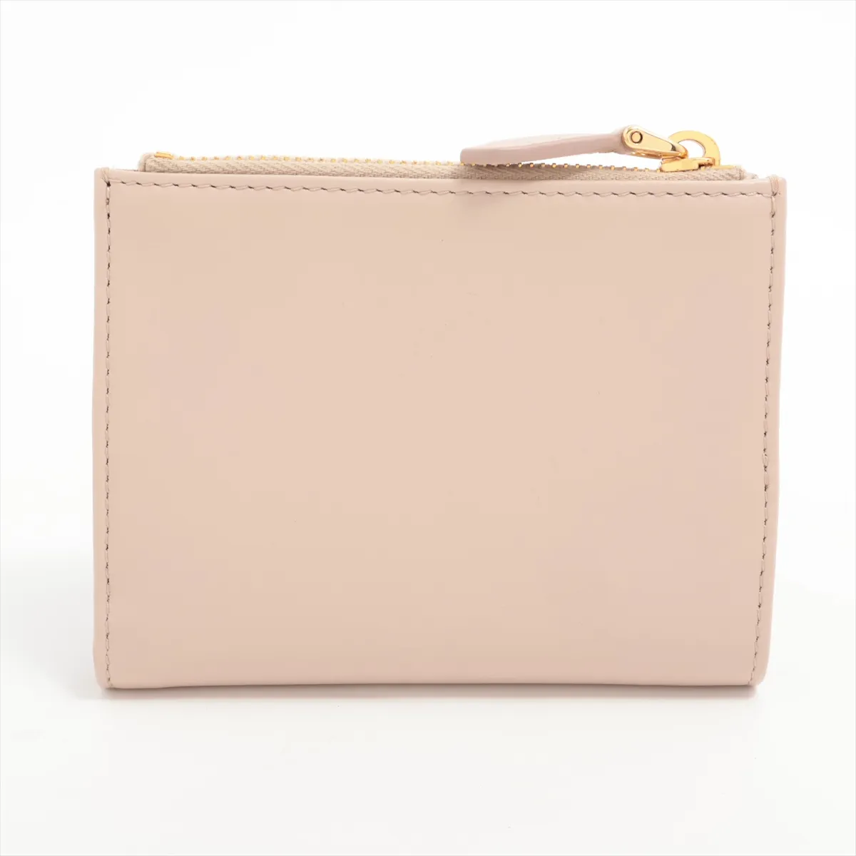 Triangle Logo 1ML050 Leather Compact Wallet Pink — view 2