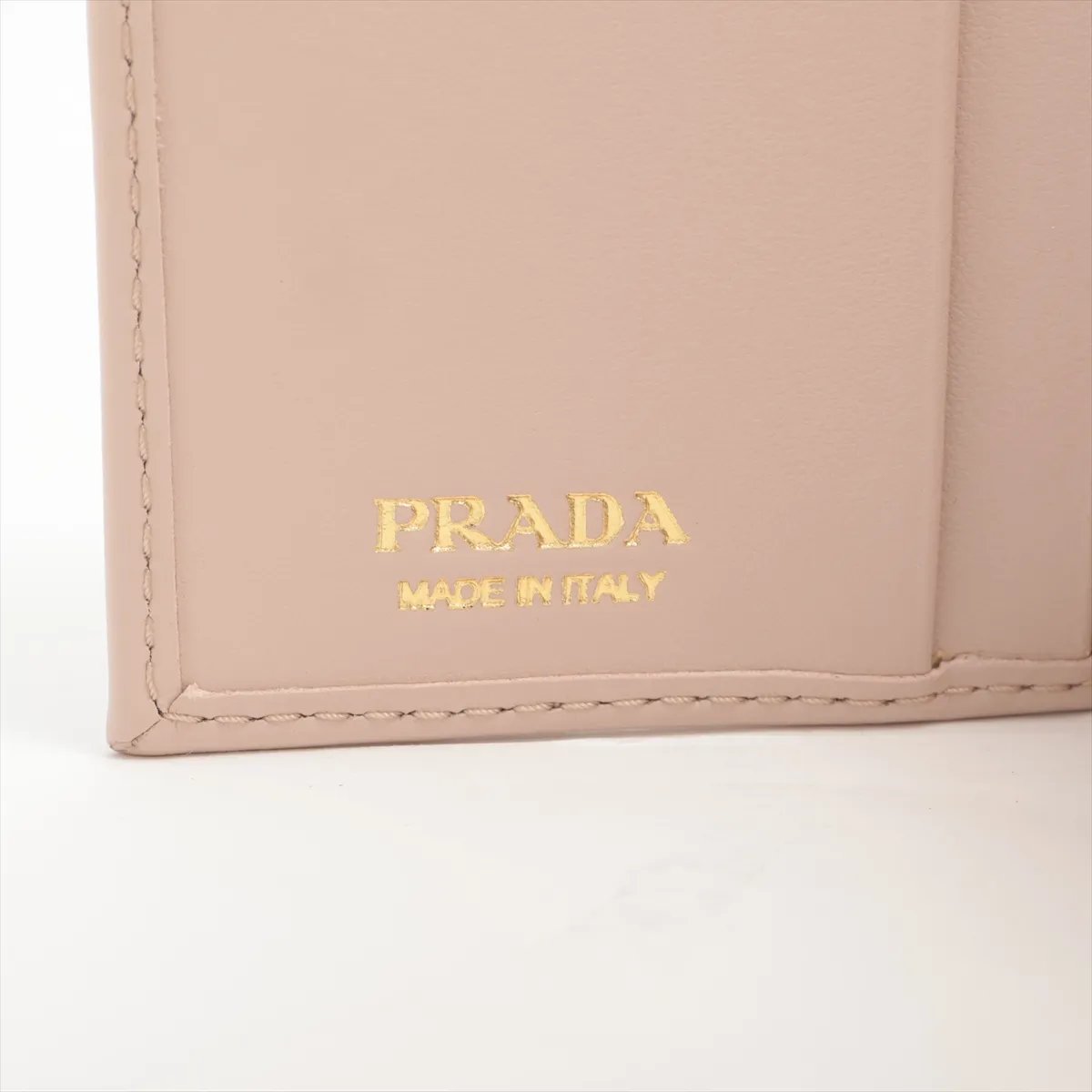 Triangle Logo 1ML050 Leather Compact Wallet Pink — view 6