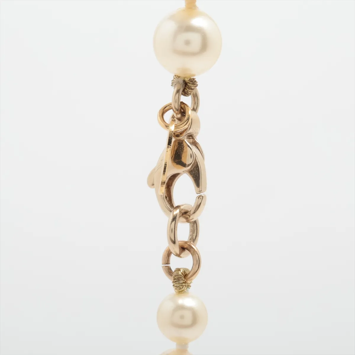 Coco Mark 10V Necklace, GP x Faux Pearl, Gold. Shows signs of wear, — view 4