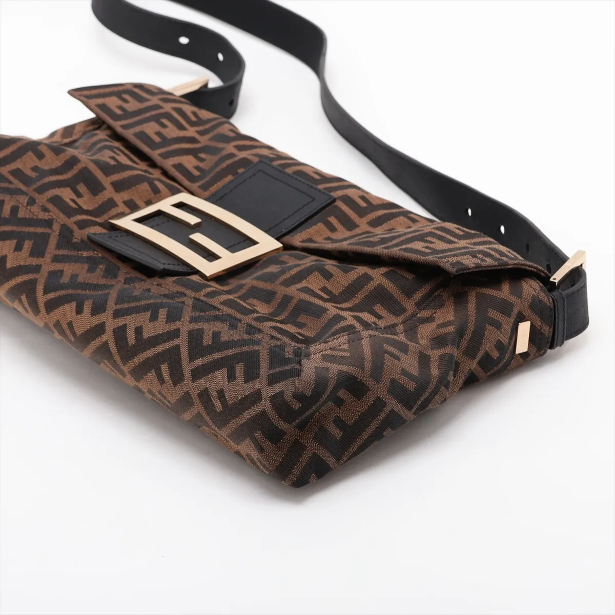 Zucca 8BT180 Canvas x Leather Shoulder Bag Brown x Black — view 3