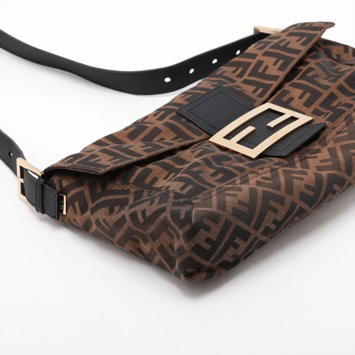 Zucca 8BT180 Canvas x Leather Shoulder Bag Brown x Black — view 4