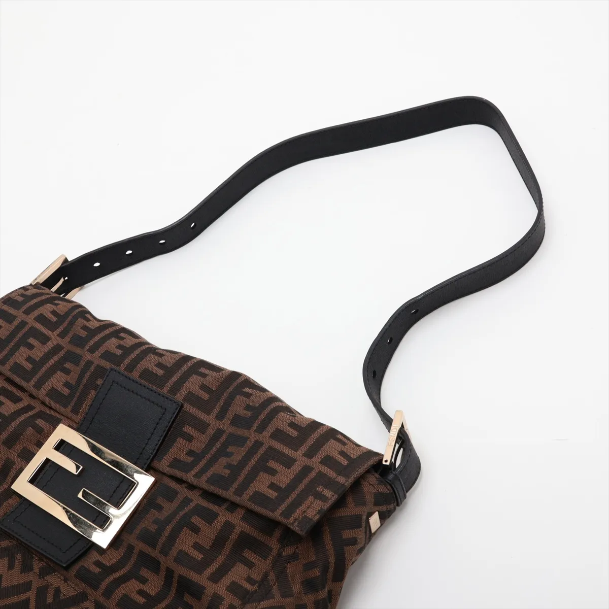 Zucca 8BT180 Canvas x Leather Shoulder Bag Brown x Black — view 5