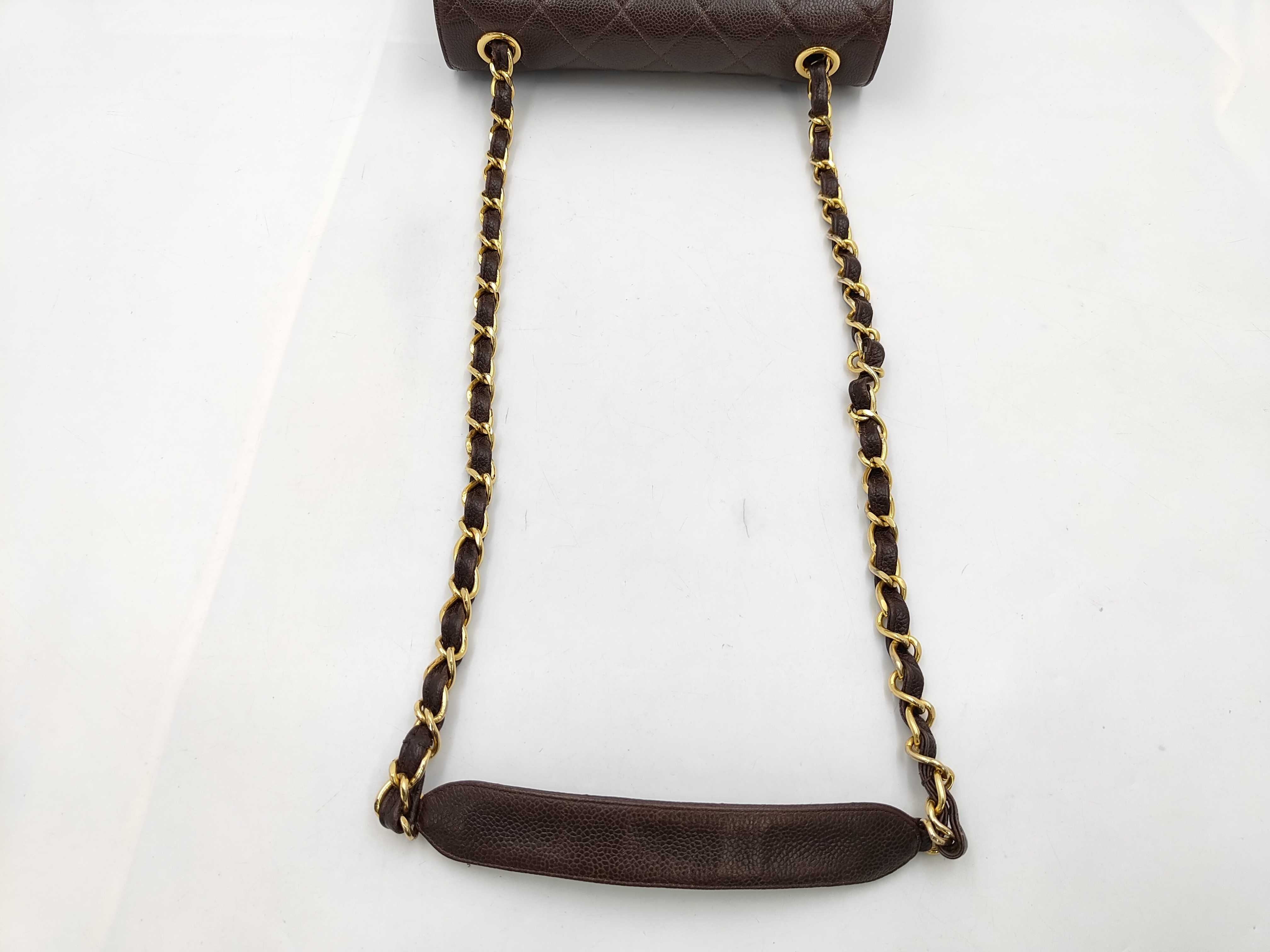 Matelassé Chain Shoulder Bag, GP Hardware, Caviar Leather, Brown Shoulder Bag — view 3
