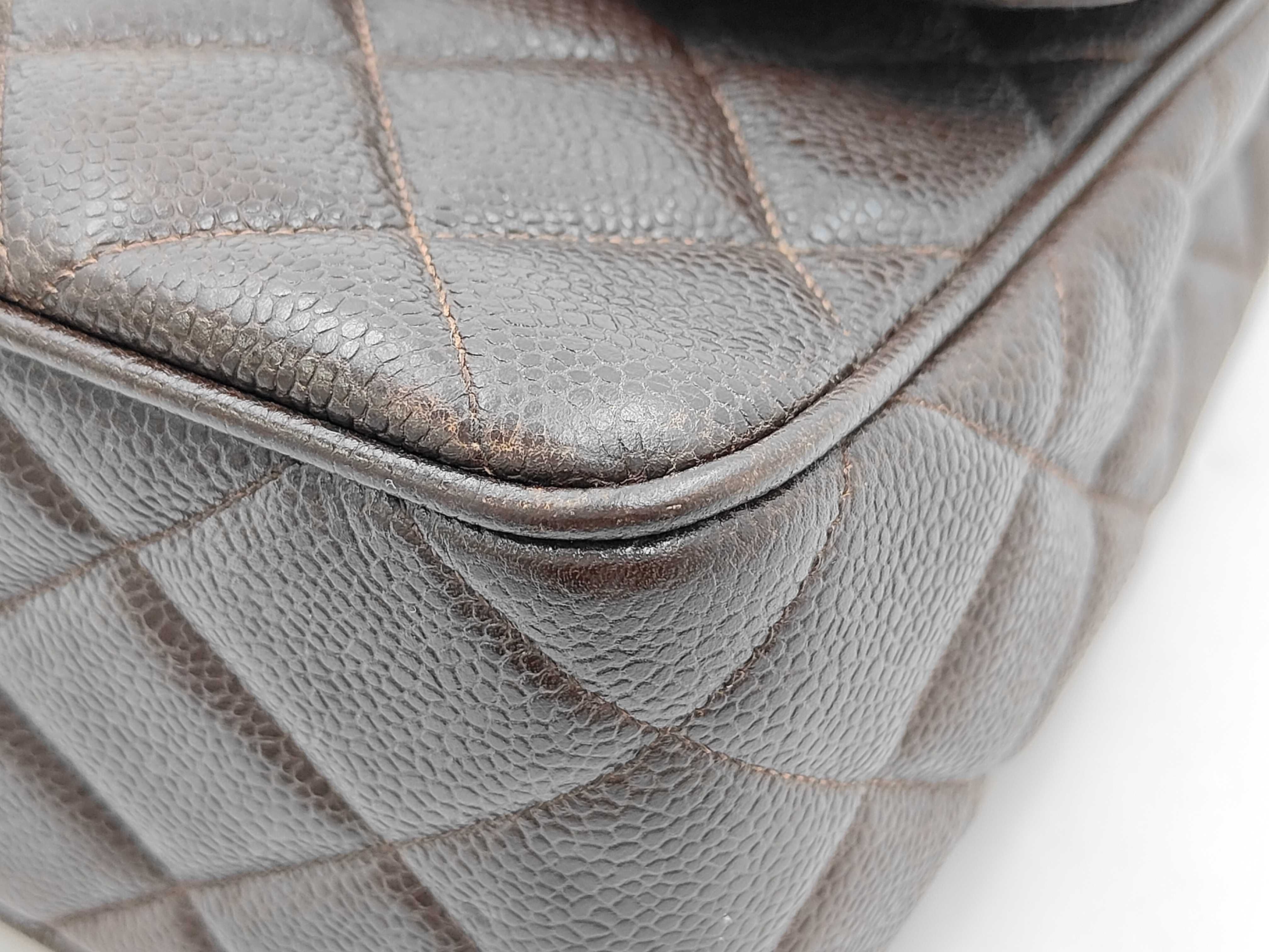 Matelassé Chain Shoulder Bag, GP Hardware, Caviar Leather, Brown Shoulder Bag — view 8