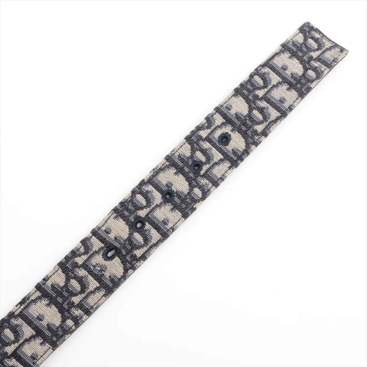 Oblique Belt, GP x Fabric, Navy x Beige. Shows signs of wear including — view 3