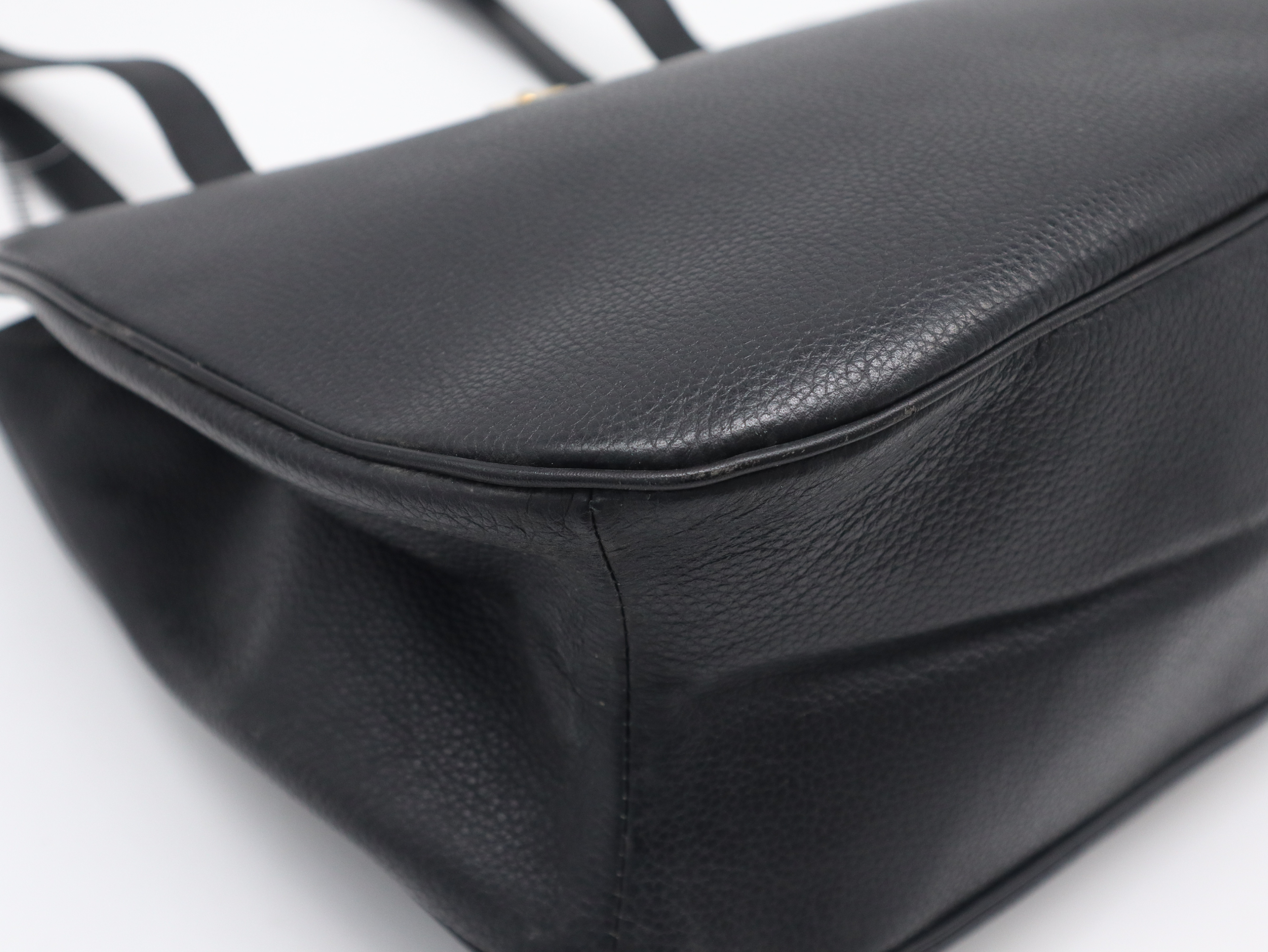 Leather Toggle Tote Bag, Black Tote Bag — view 9